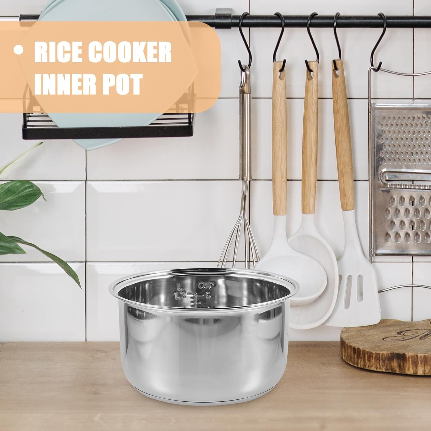 Ciieeo 3L Rice Cooker Inner Pot Replacement Stainless Steel Interior Cooking Pot Liner Non Stick Electric Cooker Pot Liner Insert Container for Kitchen Pressure Cooker Rice Maker