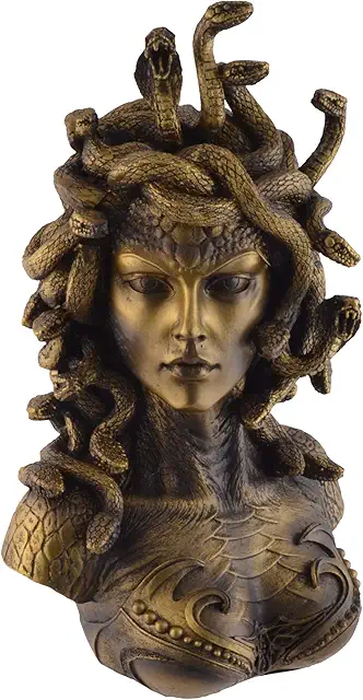 Medusa Figur: Handbronzierte Gorgone aus griechischer Mythologie, 28 cm