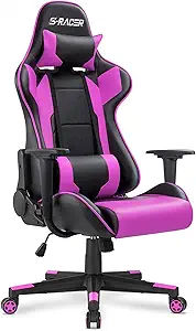 Homall Gaming Chair, Office Chair High Back Computer Chair Leather Desk Chair Racing Executive Ergonomic Adjustable Swivel Task Chair with Headrest and Lumbar Support (Violet)