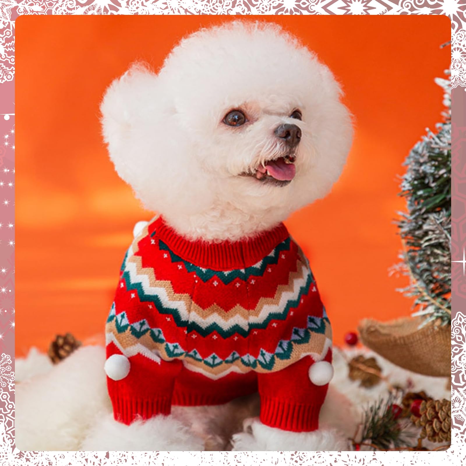 BDSHUNBF 2pcs Christmas Dog Jumpers, Pet Dog Knitted Sweater, Xmas Puppy Cat Holiday Costume, Winter Warm Apparel Coat for Small Dogs - Image 4