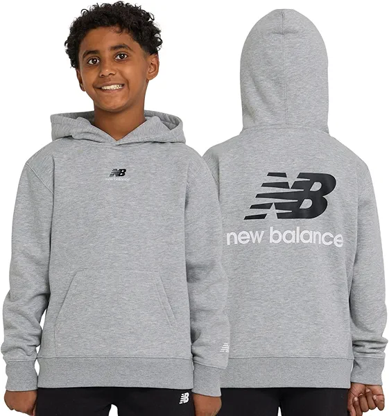 New Balance Boys Hoodie – Premium Comfy Cotton Blended Fleece Classic Pullover Sweatshirt for Kids, Sizes 4-20