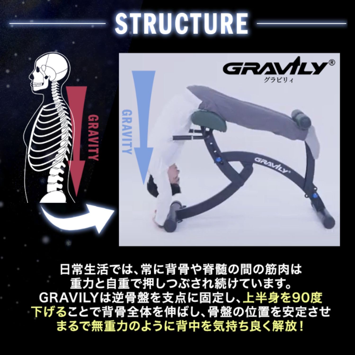 Amazon.co.jp: グラビリィ ストレッチャー 背中ストレッチ 腰伸ばし