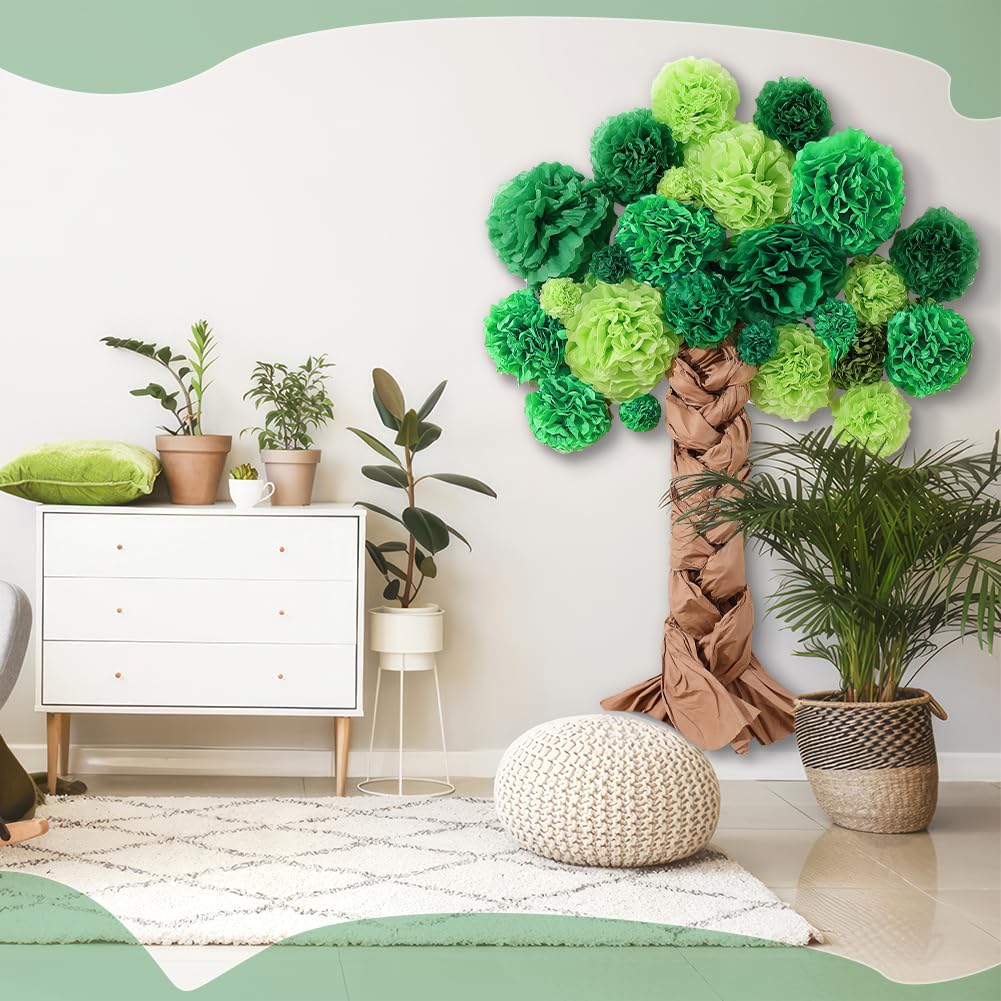 nbeads Ensemble de Tableau D'Affichage Arbre de Classe, Arbre en Carton Vert 3D avec Pompons en Papier Kraft Décoration Murale 3D pour Tableau D'Affichage Idéal pour les Enseignants du Primaire