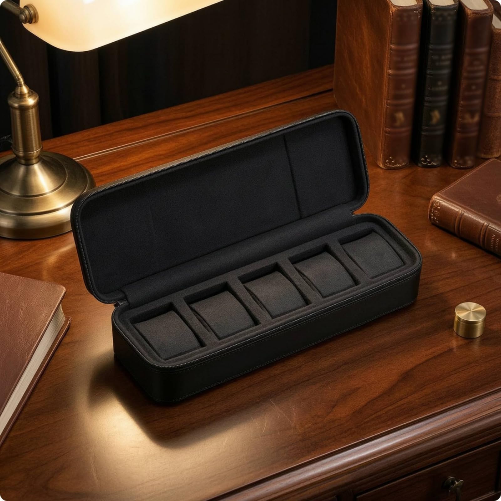 Organizador Relojes Rígido Estuche Acolchado para Viajeros, Coleccionistas, Viajes, Casa, Negro
