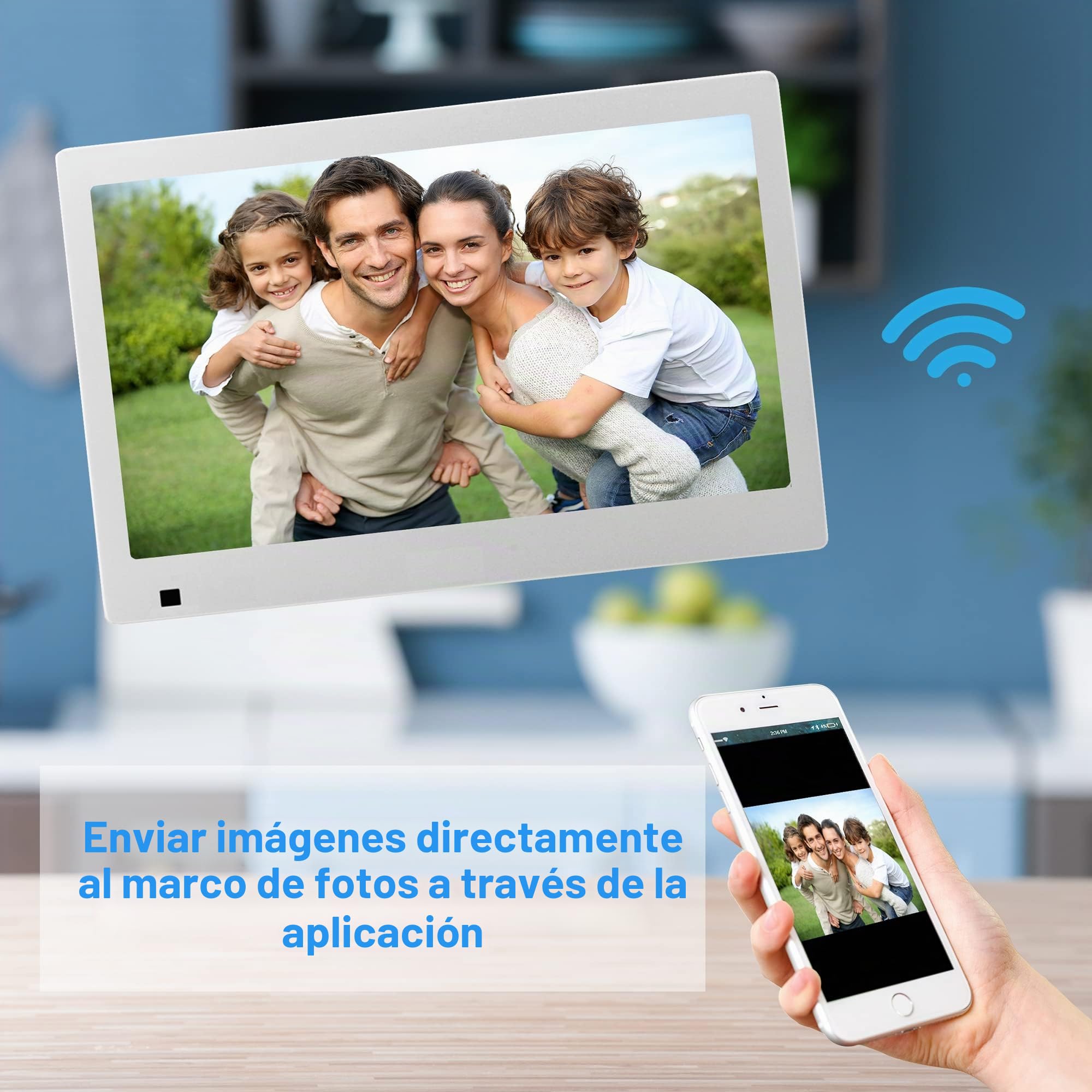 XORO CPF 10B1 - Marco de Fotos Digital con Pantalla táctil, WiFi, Lector de Tarjetas SD, USB, Sensor de Movimiento, resolución de 1280 x 800, Formato 16:10, Control de aplicación