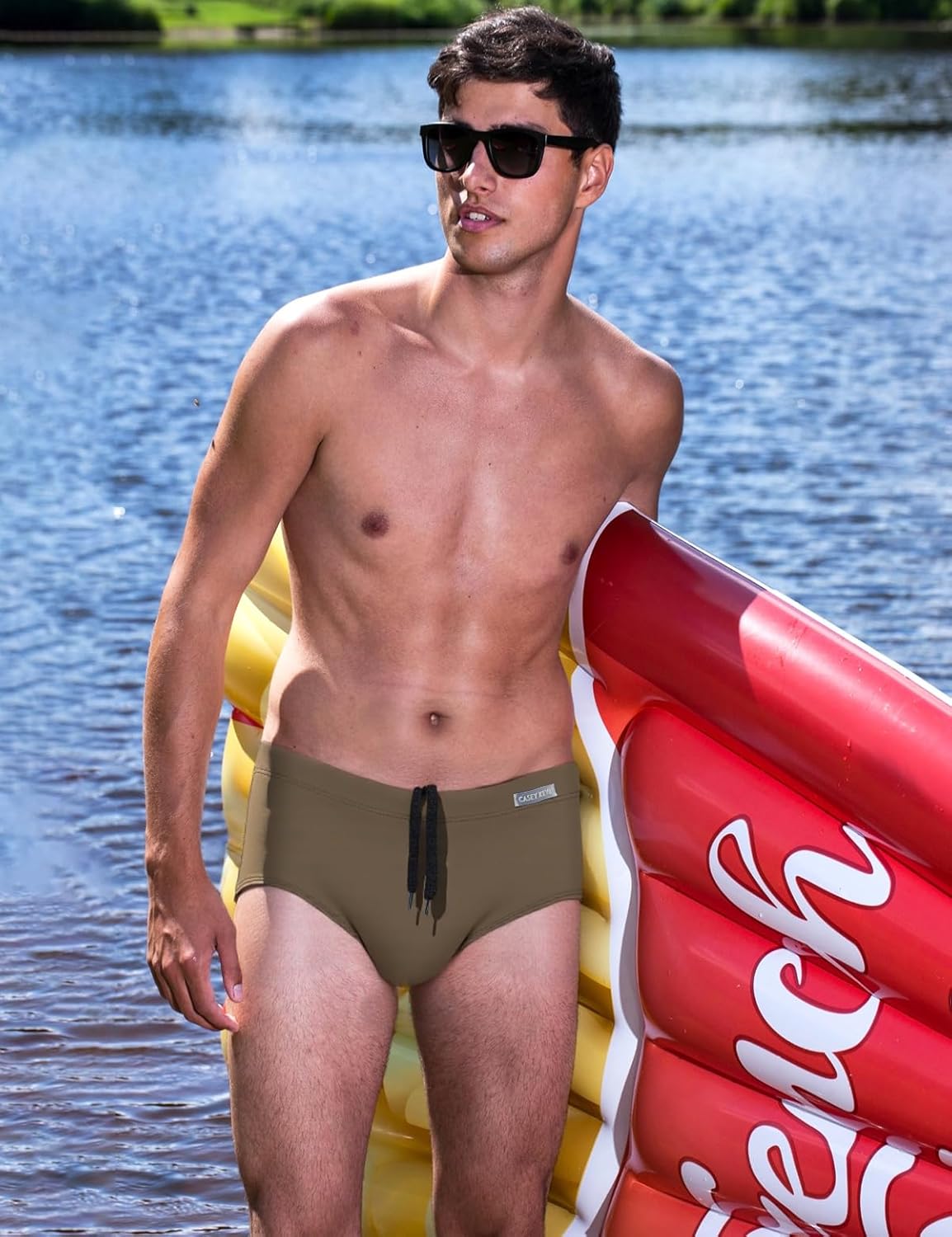 Casey Kevin Men's Classic Solid Swim Briefs Sexy Bikini Underwear Tan Through Full Coverage Swimwear - Image 7
