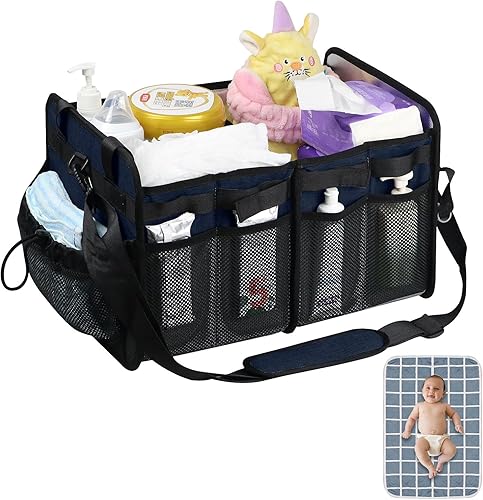 Organizador plegable para maletero, organizador de pañales para bebé, estación de cambio de pañales con divisor extraíble, organizador de coche de