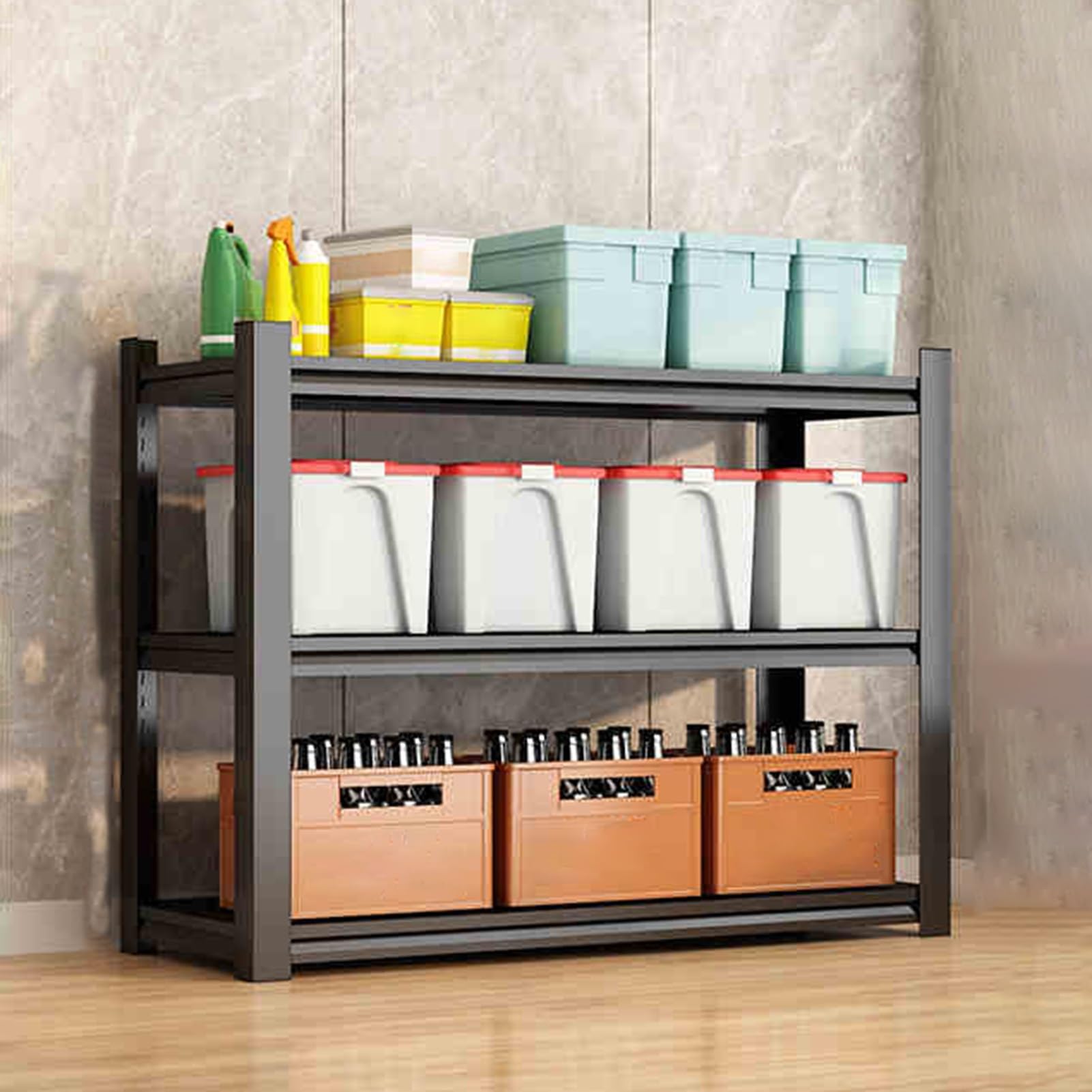 Robuste, verstellbare Aufbewahrungsregale – 3-stöckiges Metallregal für Küche, Garage und Heimorganisation – 116,8 cm bis 198,1 cm hoch, langlebig und vielseitig, 100 cm x 30 cm