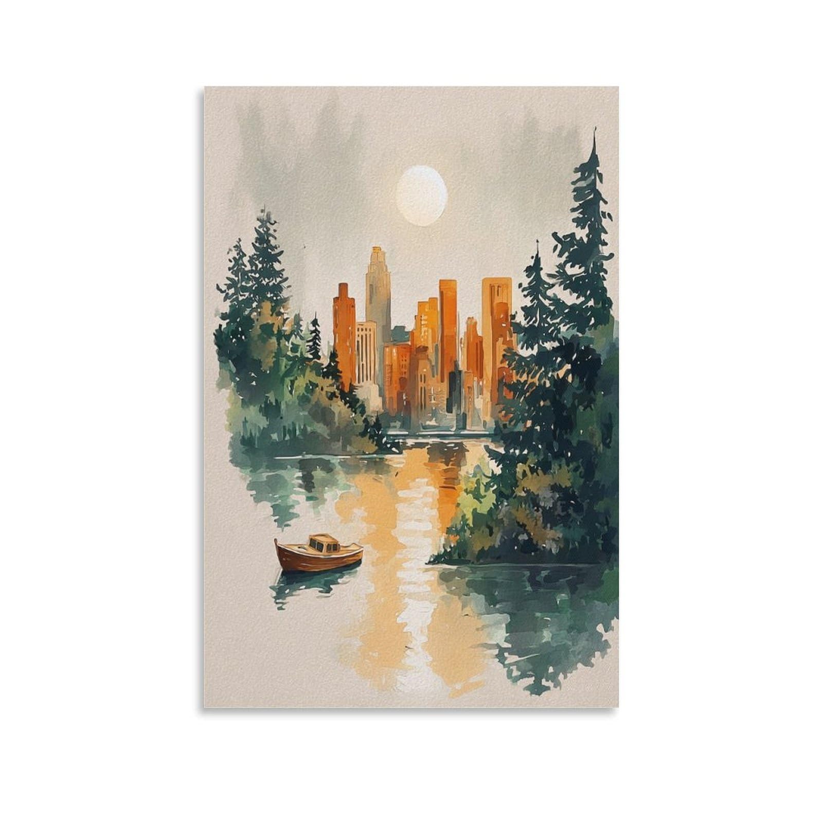 XWYMXZ Minnesota Watercolor Traditional 20x30inch(50x75cm) Vintage Travel Poster Watercolor Canvas Art