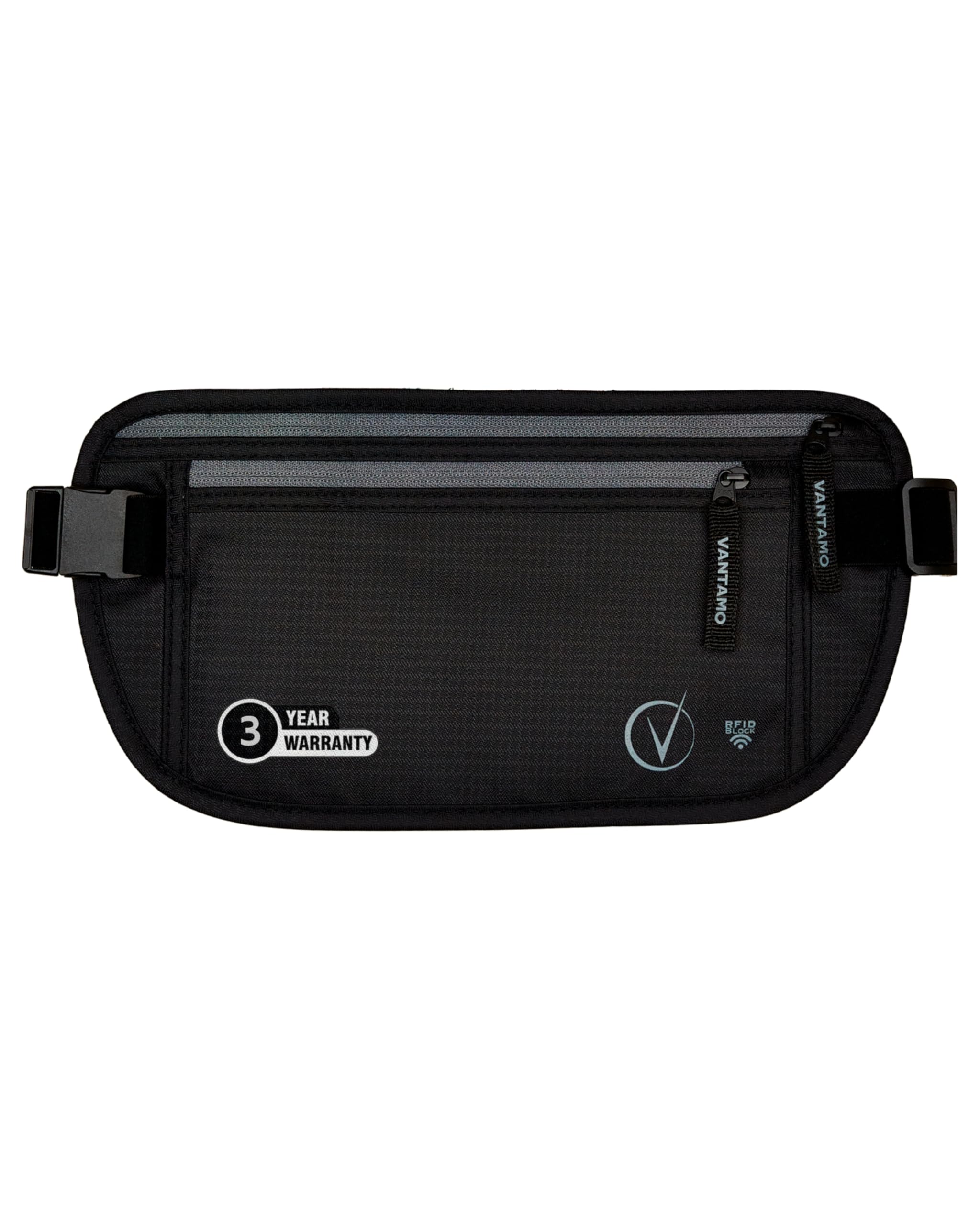 vantamo hidden money belt for extra safety rfid ultra-thin fanny pack 2 compartment money bag fits passport amp phone