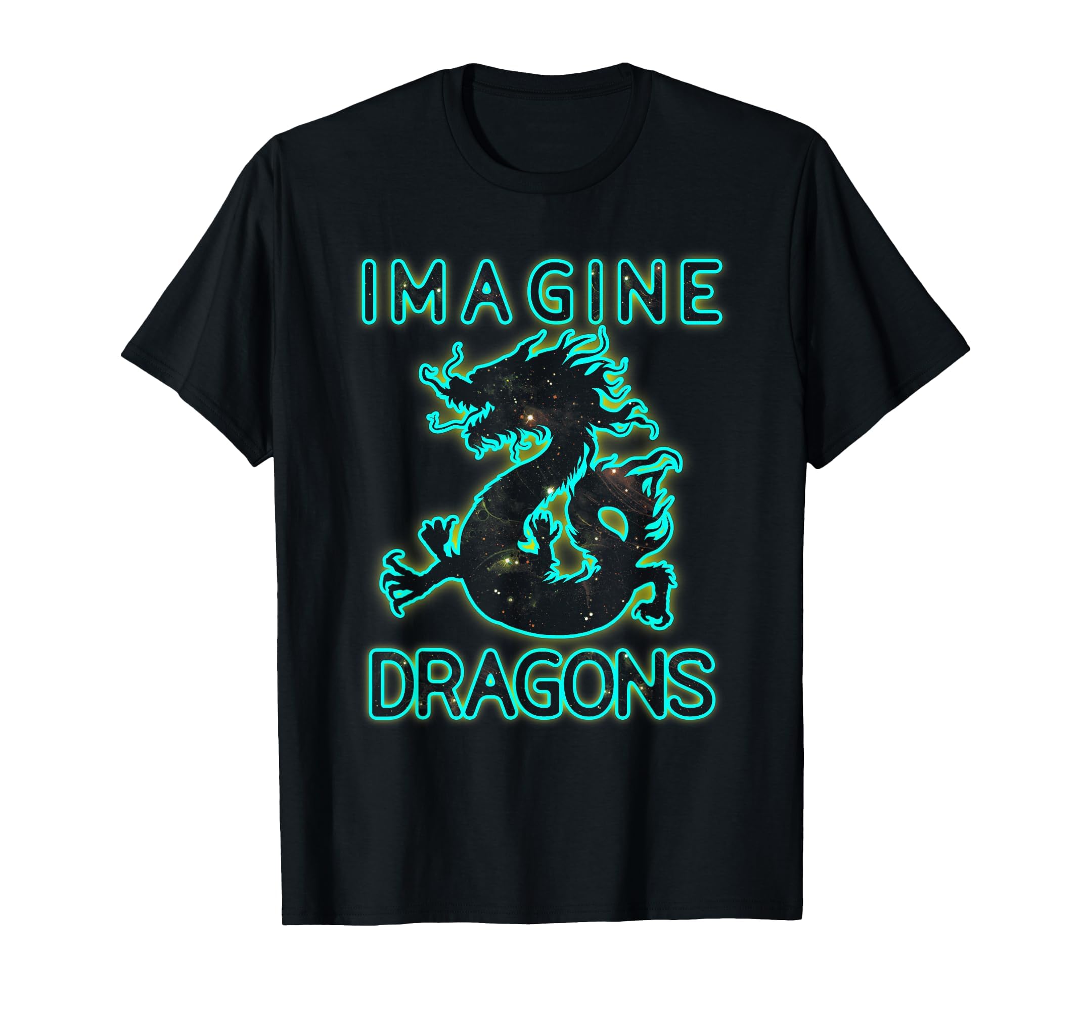 Imagine Magical and Mythical Fantasy Dragons Enchanting T-Shirt, Men, Black, Small
