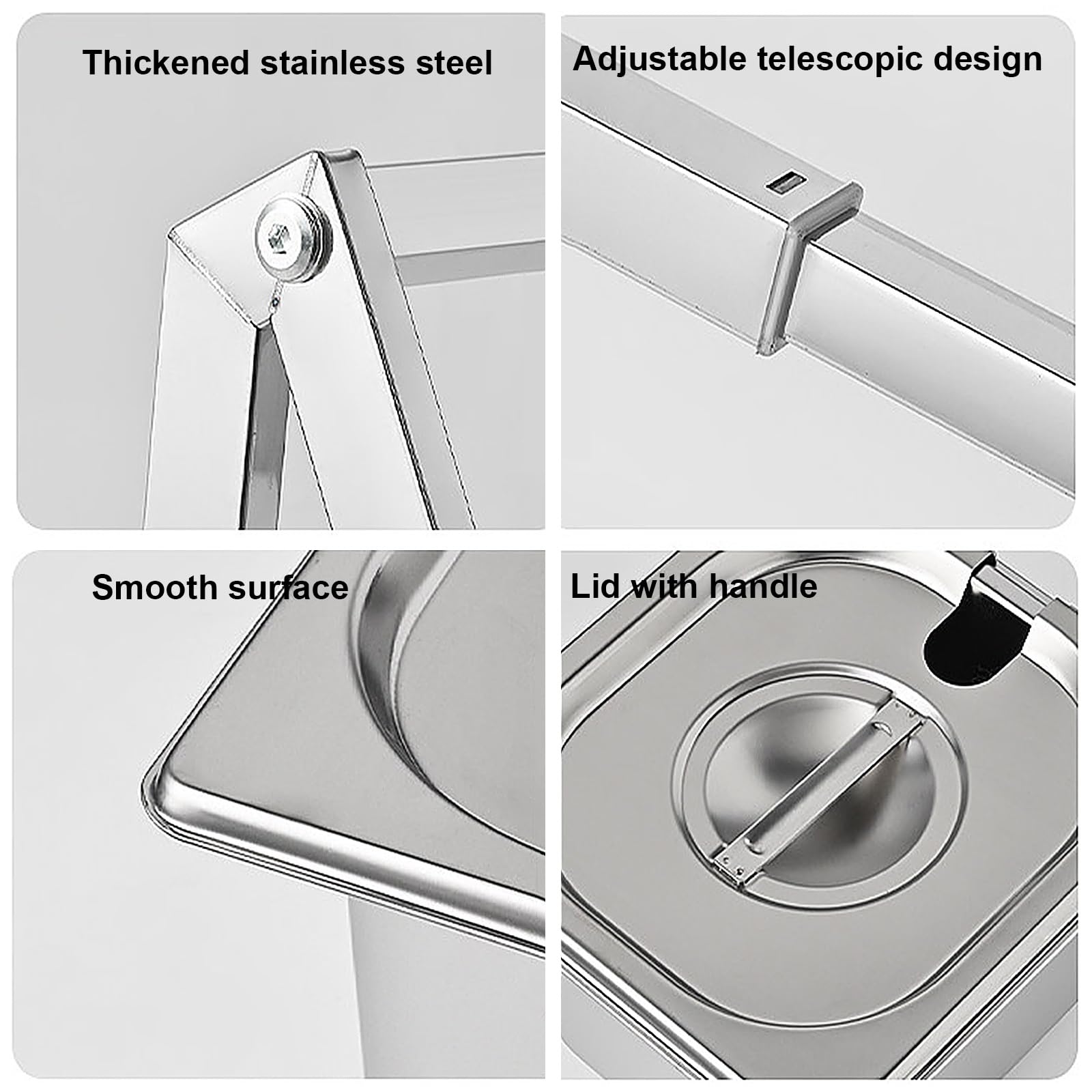Boîte épices murale gain de place amovible rangement, bocaux épices inox couvercle cuillère, bac gastro inox set pots pour restauration/cuisine, bacs GN, access pizza(6 Grids)