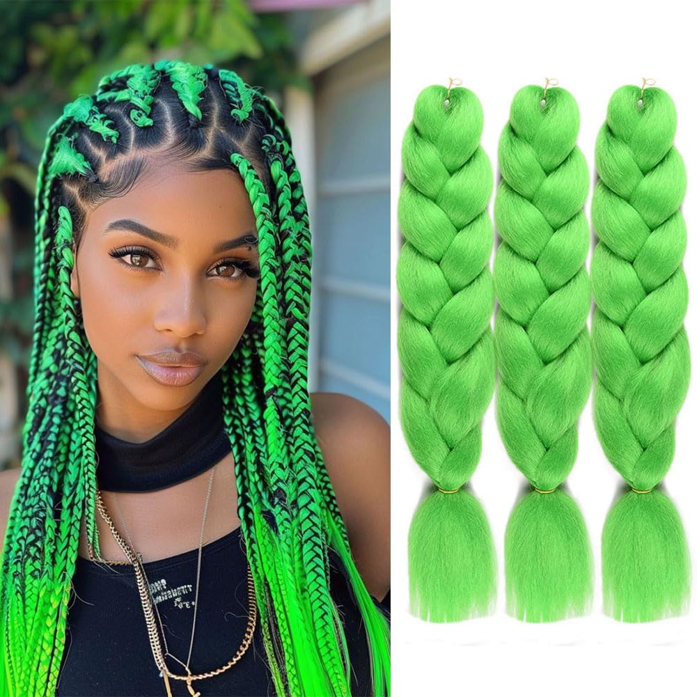 Amazon.com : Green Braiding Hair 24 Inch 3 Packs Jumbo Colored
