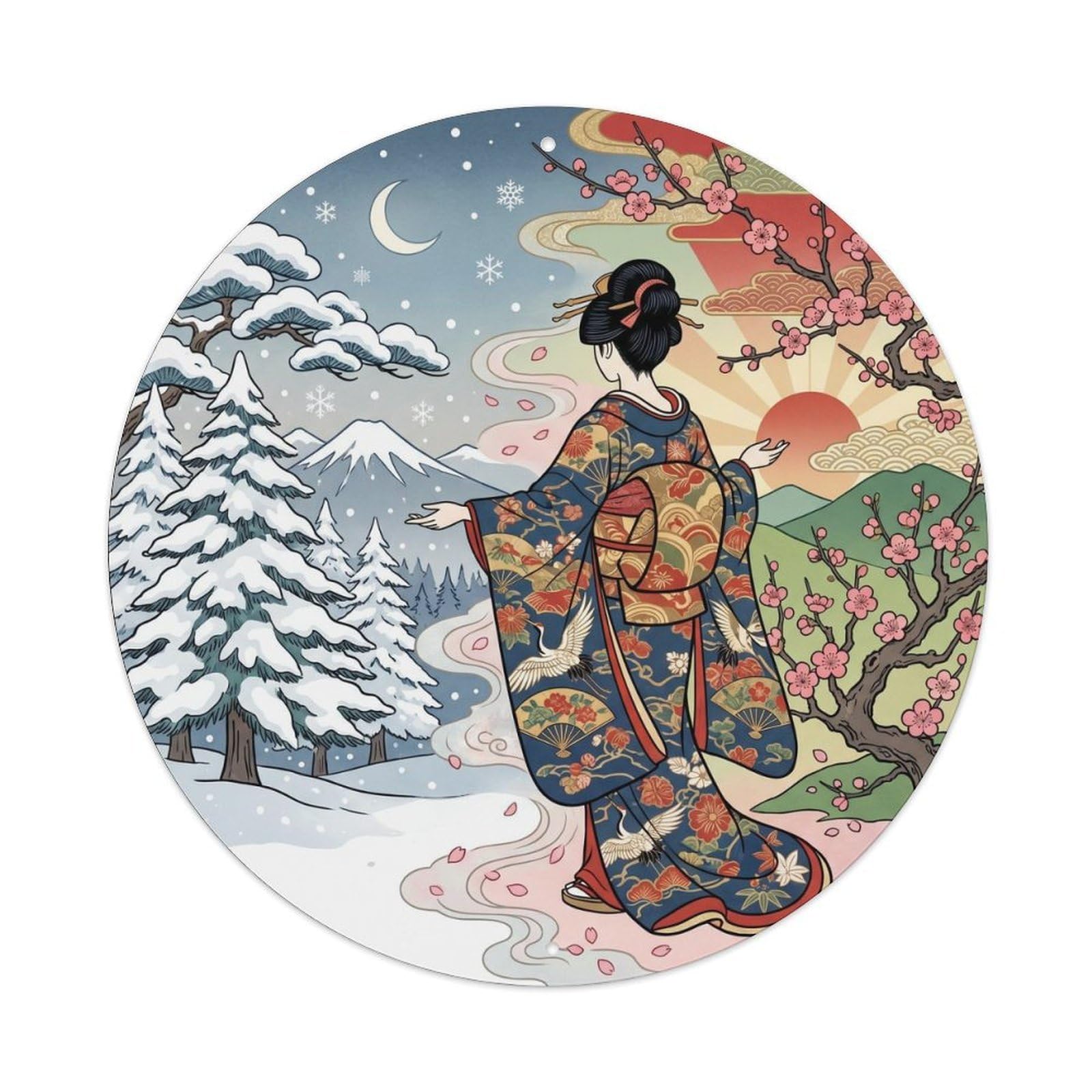 Galvaxio Style Japanese Winter Spring Renewal Plum Blossom Metal Tin Sign