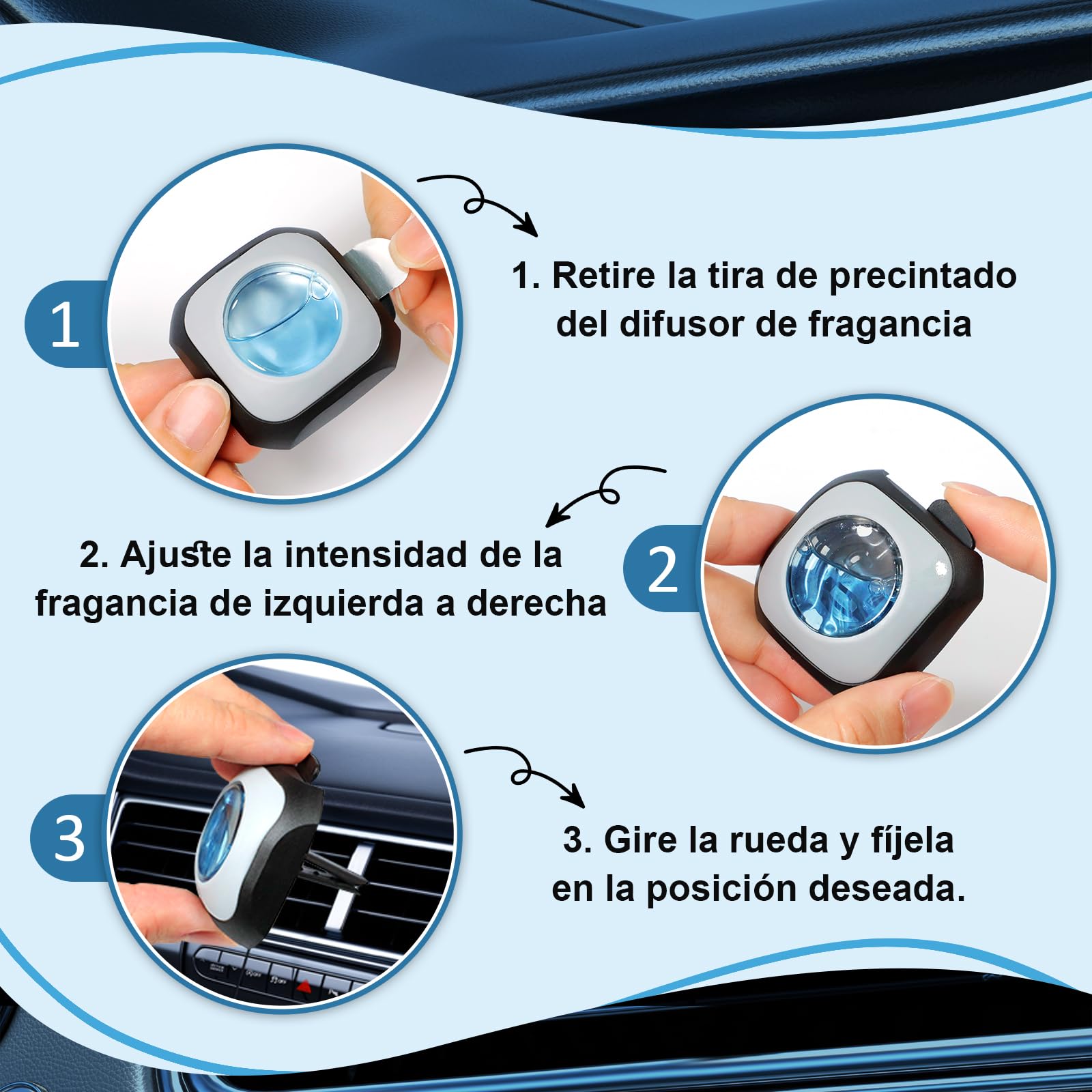 Car Ambientador Coche, Aroma para Coches Nuevos y Talco para Bebés Clips para Ambientadores de Coche, Elimina y Previene los Malos Olores de tu Coche, Pack 12 Unidades 4 ml