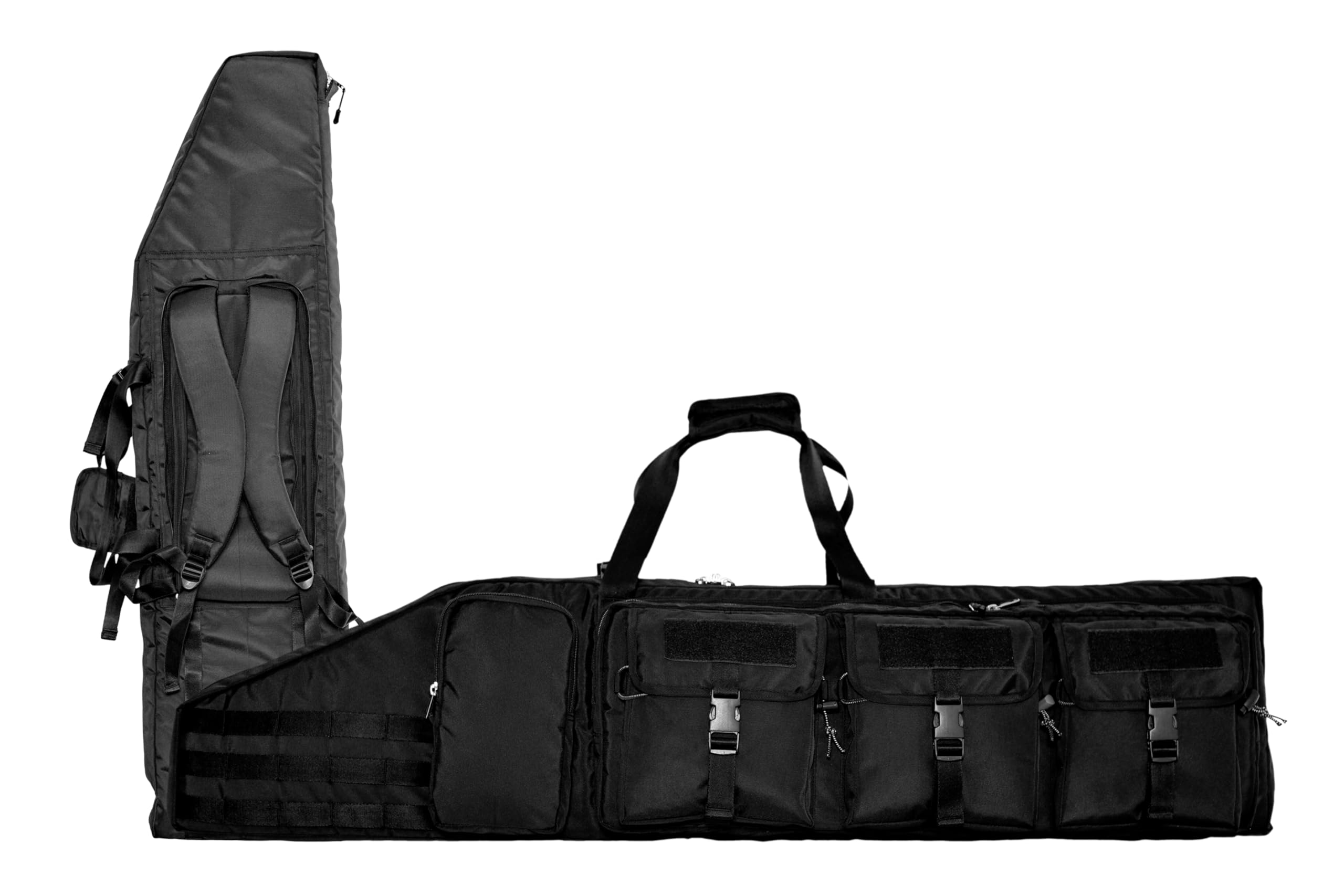 Double Rifle case 48 inch Soft Gun Bag Tactical Backpack with Removable dividres for Hunting Shooting Range molle systam multipal Magazine Pouch & Accessory Bags-image-37