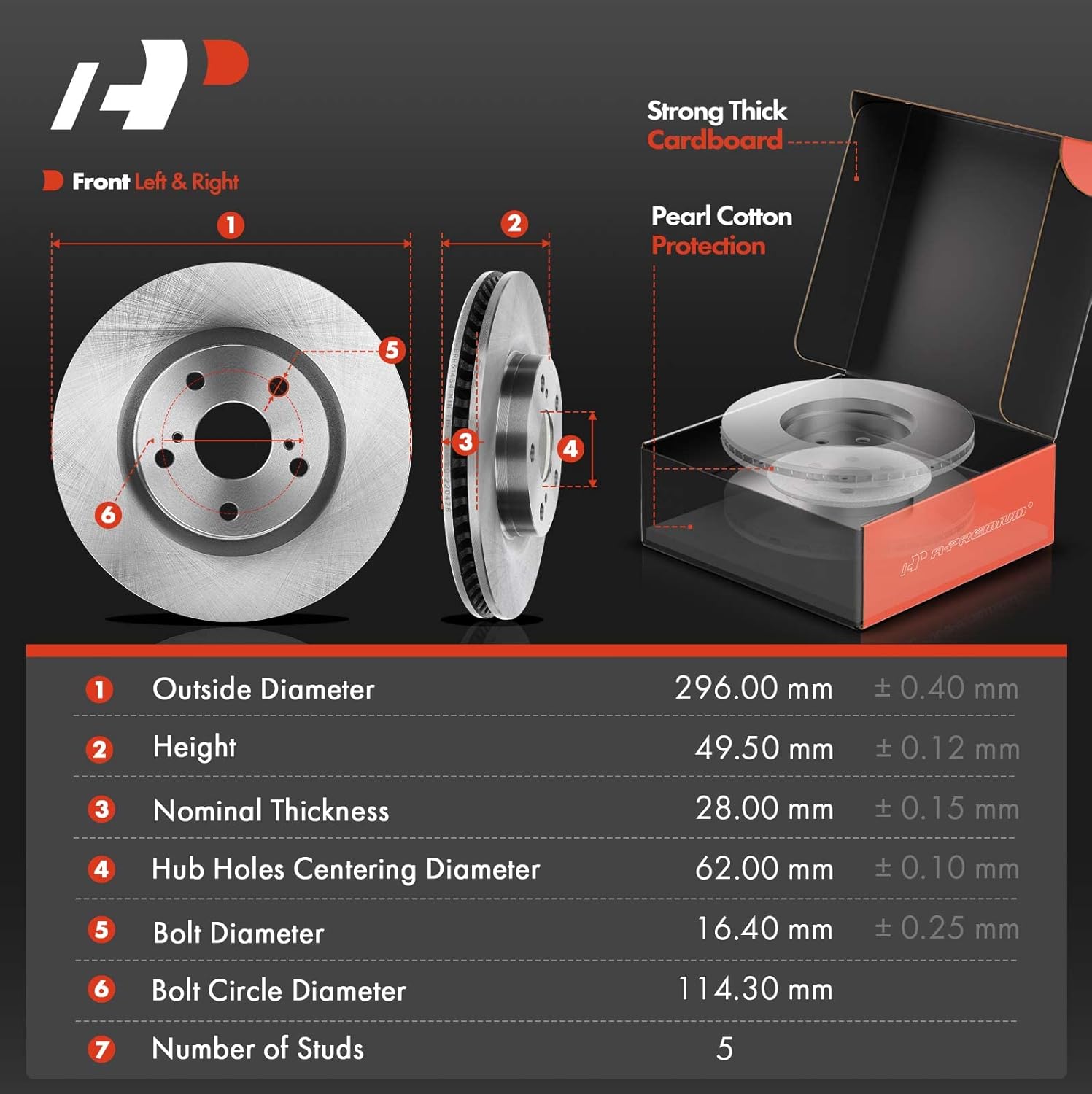 a-premium front vented & rear solid disc brake rotors + ceramic pads kit compatible with select toyota and lexus models - camry 2007-2011, avalon 2008-2012, es350 2007-2012, 12-pc set vented (f) & solid (r)