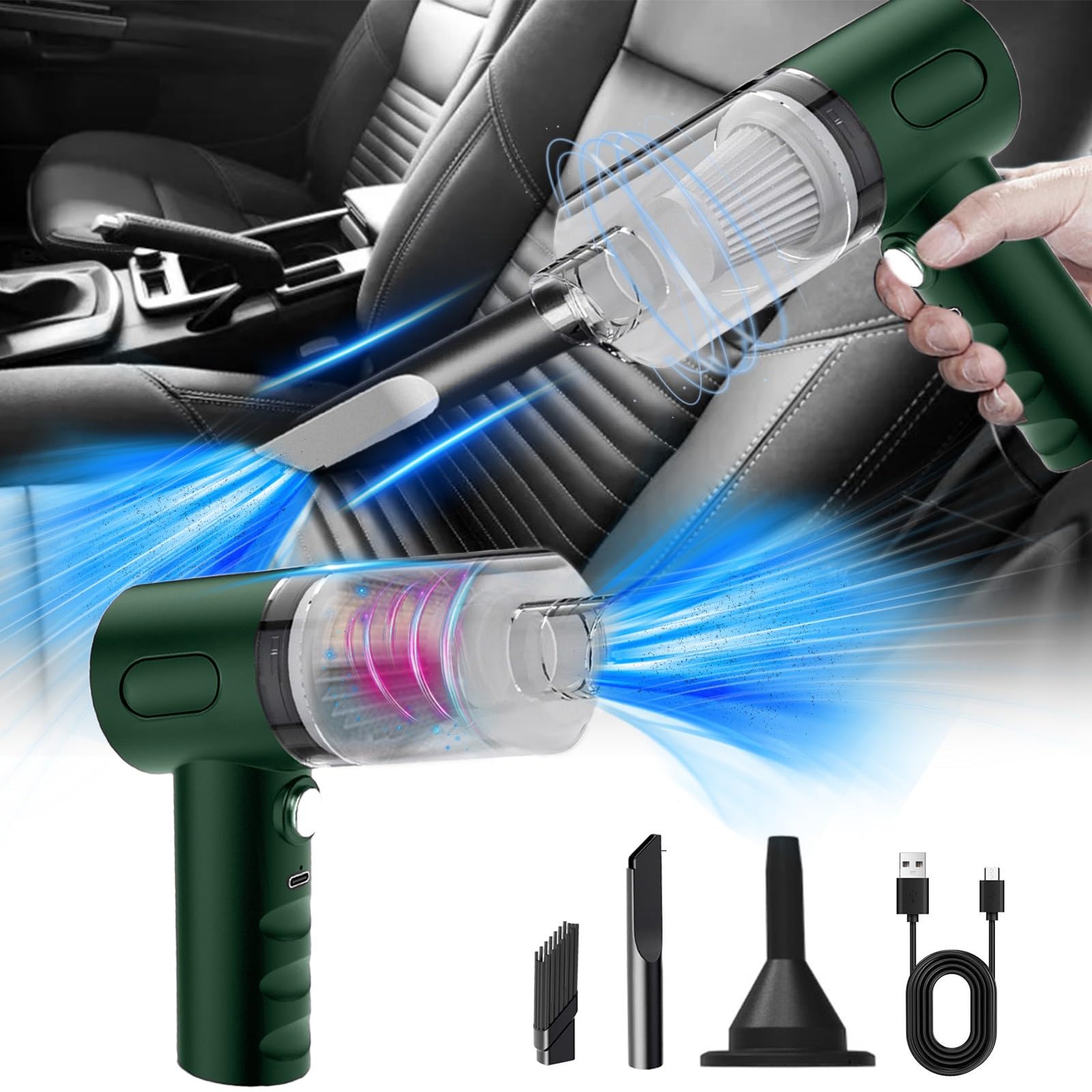 Wireless Handheld Car Vacuum Cleaner Strong Suction, Vacuum Cleaner with High Power Suction and Blowing Function, Portable Car Vacuum