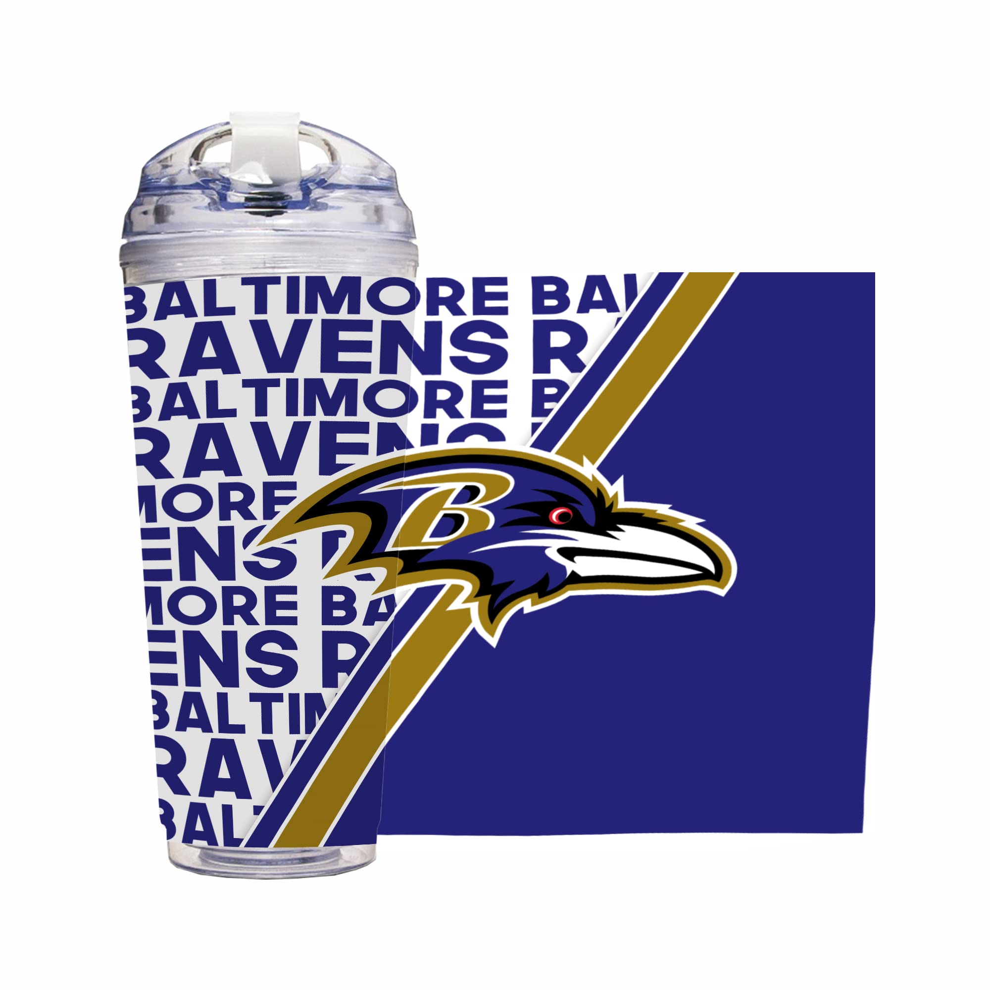 Rico Industries NFL Football 24oz Acrylic Tumbler with Hinged Lid, Officially Licensed Double Wall Tumbler for NFL Fans