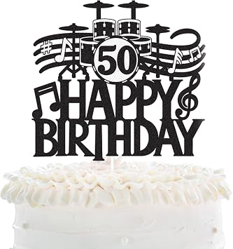 Piano Music Happy 50th Birthday Cake Topper - Misic Note Party Glitter Cake Topper - Musician 50th Birthday Party Decoration For Men