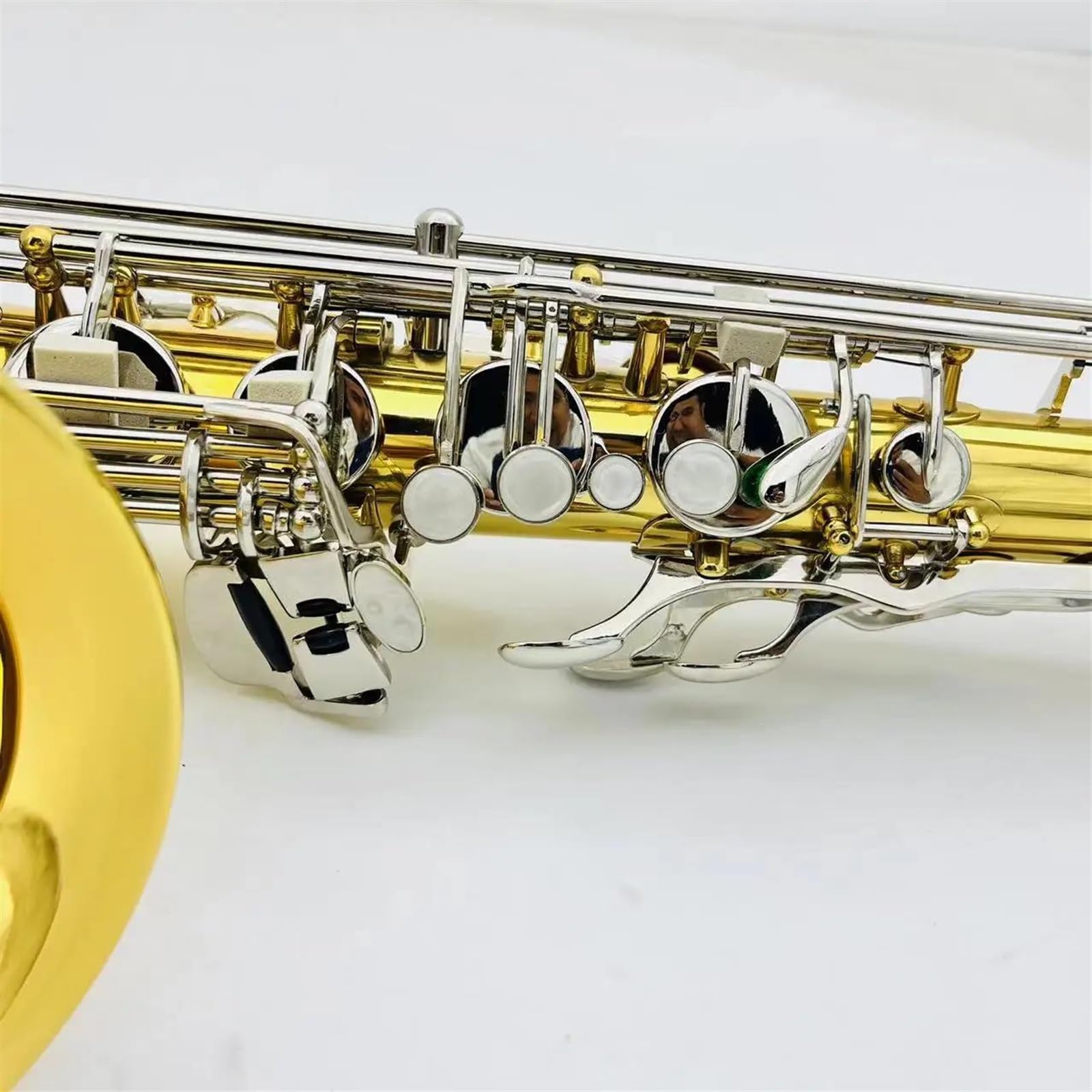 Saxofón Saxofón Tenor B, Latón Plano, Llaves Chapadas En Plata, Viento De Madera Profesional Con Estuche, Accesorios (Color : Cloth bag)