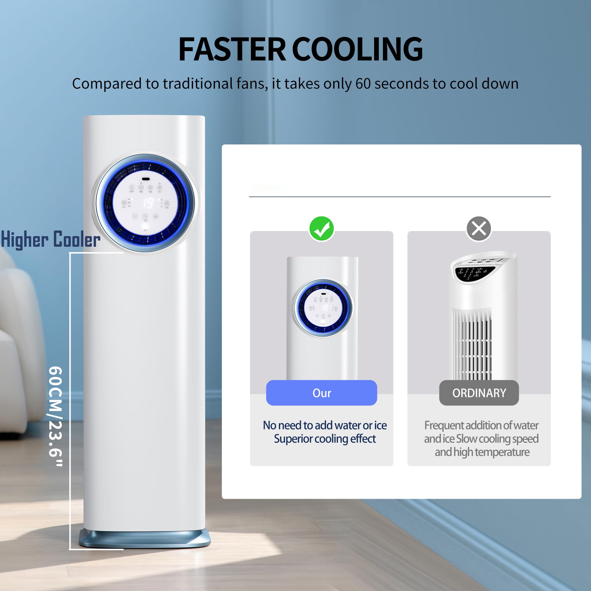 4-in-1-Handheld-Klimaanlage von ELECCI Mobile mit 3 Geschwindigkeits Stufen, Kühlmistfunktion, Timermodi und Farbigen LED-Leuchten – Perfekt für Wohnen, Schlafzimmer und Büro
