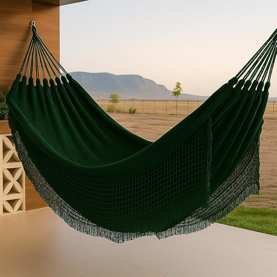 Rede de Descanso Jeans 100% Algodão 4,00x1,50m – Conforto, Qualidade e Durabilidade Dormir (Verde)