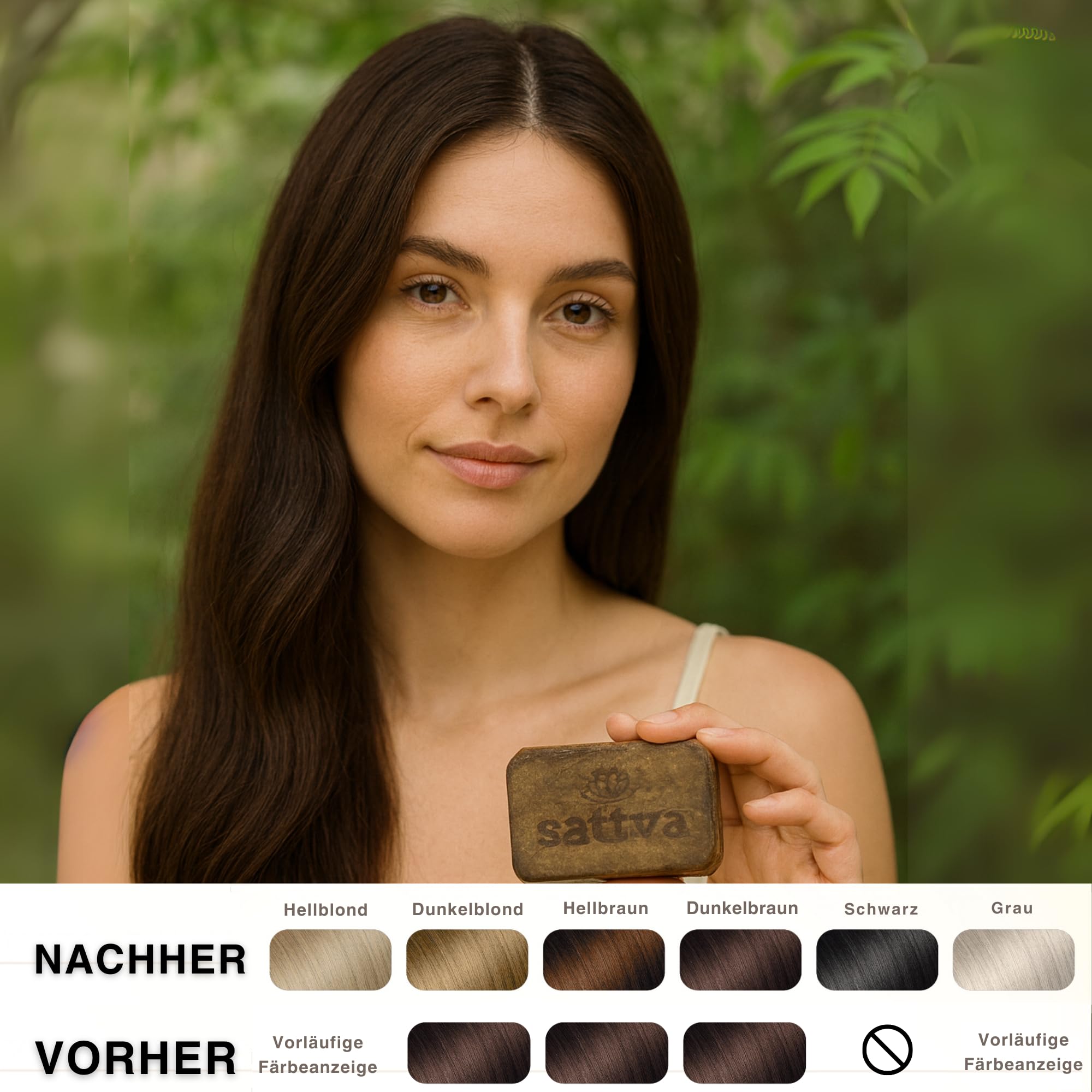 Sattva Ayurveda - Naturalna farba do włosów w bloku Henno Ciemny Brąz - regenerująca ekologiczna farba do włosów ECOCERT