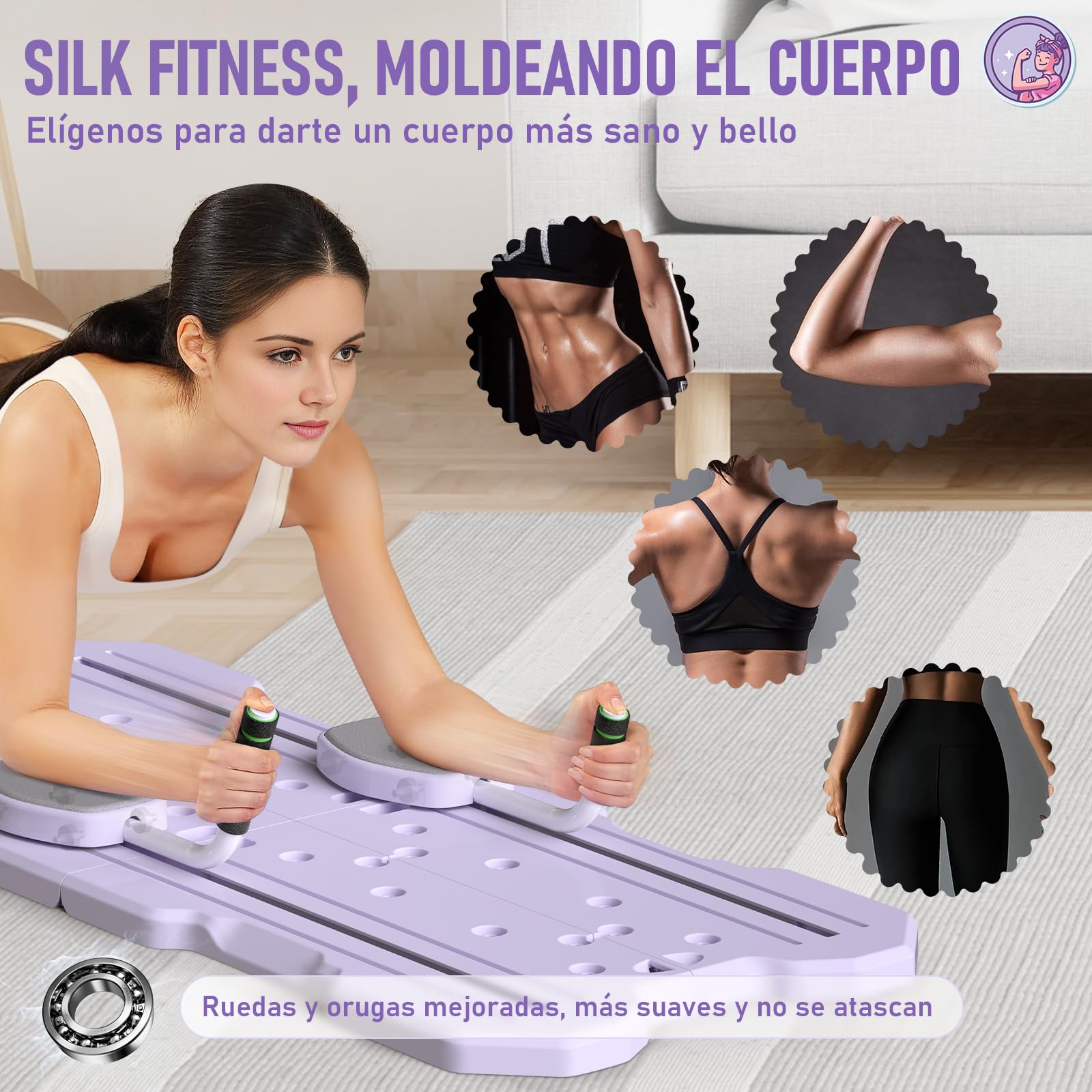 Pilates Reformer,6 in 1 Pilates Board con Rodillo de Abdominales, Bandas de Resistencia con Asas para Gimnasio en casa, Regalo de Fitness para Mujeres