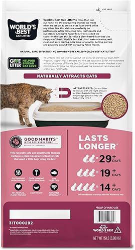 Miniatura 2 de World's Best Cat Litter Good Habits with Herbal Attraactant Multiple Cat Sin perfume 15 LB