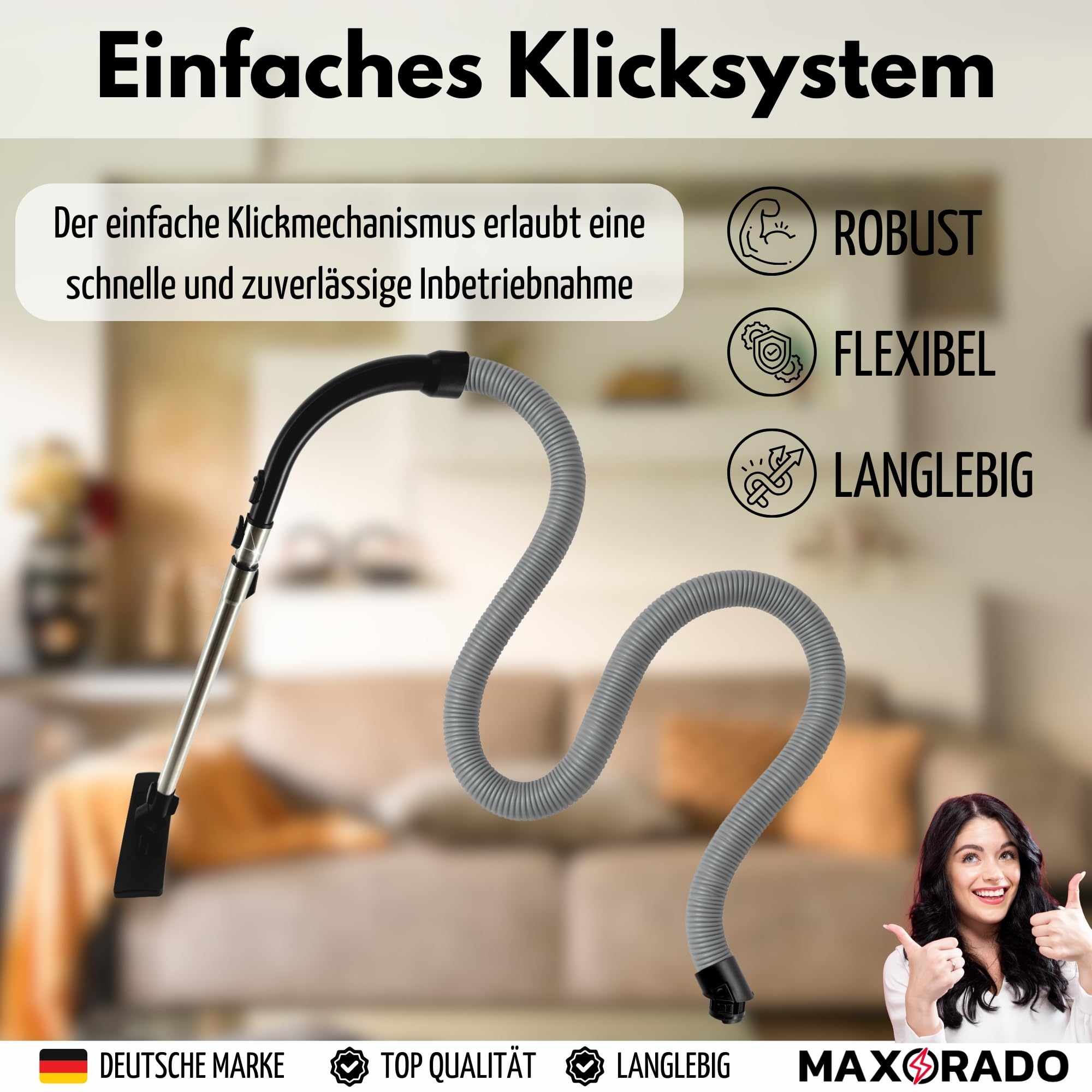 Tube Aspirateur Buse de Sol Poignée Tuyau Compatible avec Miele S8 S8000 C3 Complete & C3 Compact Pièces de rechange Buse Combi SBD Gris Plastique et métal 1 Pièce
