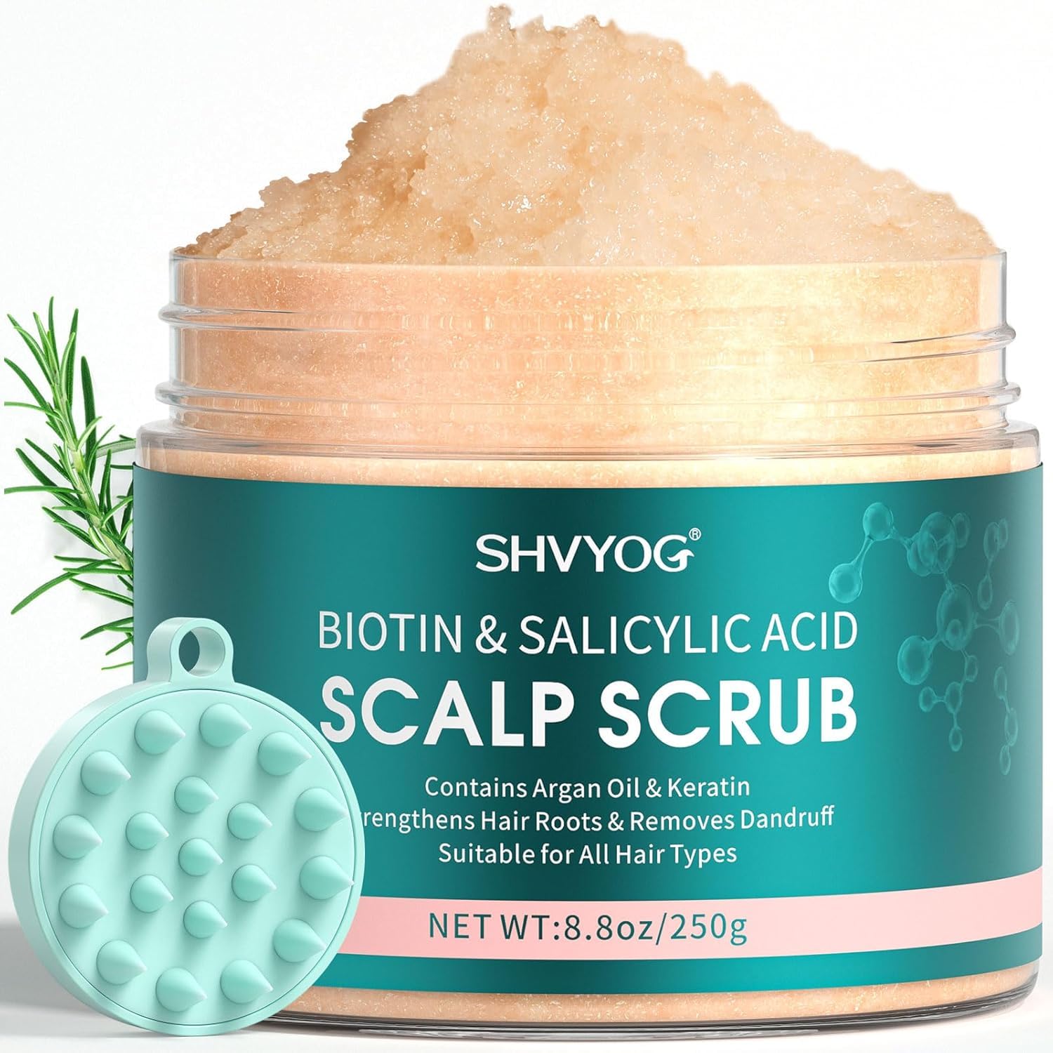 Scalp Scrub, Biotin 2-in-1 Scalp Exfoliator Scrub Clarifying Detox Shampoo with 3% Salicylic Acid & Tea Tree for Dandruff, Build Up, Itchy Scalp, Oily