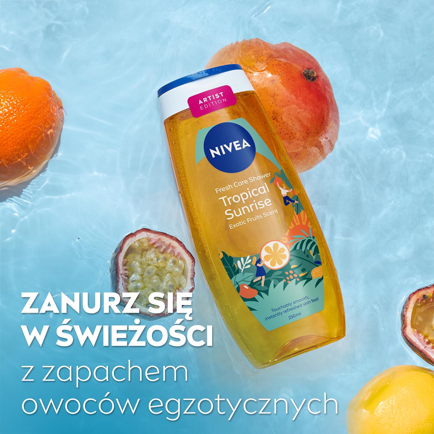 NIVEA Tropical Sunrise Odświeżający żel pod prysznic z witaminą C i E - egzotyczne owoce, 250 ml