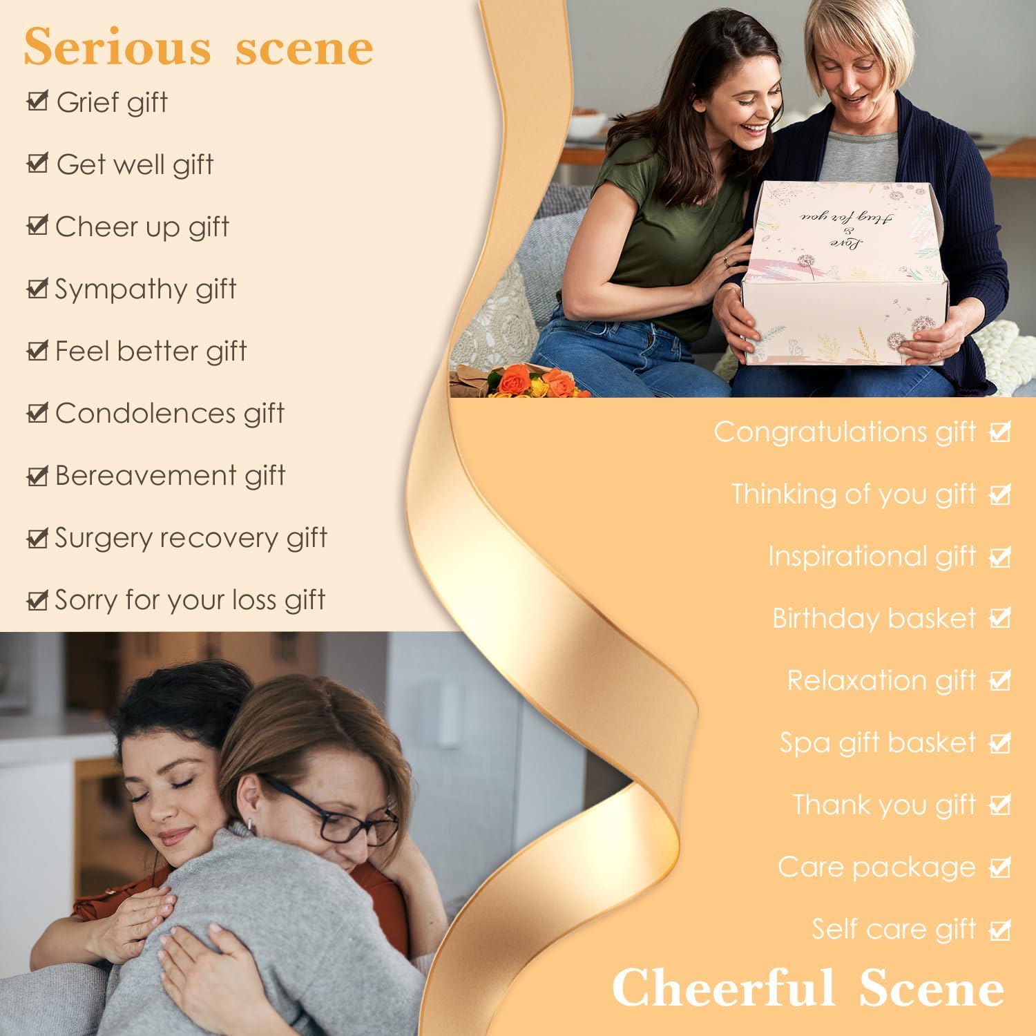 Sympathy Gift Baskets for Women, Care Package for Grieving Friend, Get Well Soon Gift Basket Thinking of You for Women Her Mom Sister Wife Girlfriend Best Friend Grandma Coworker (White) - Image 7