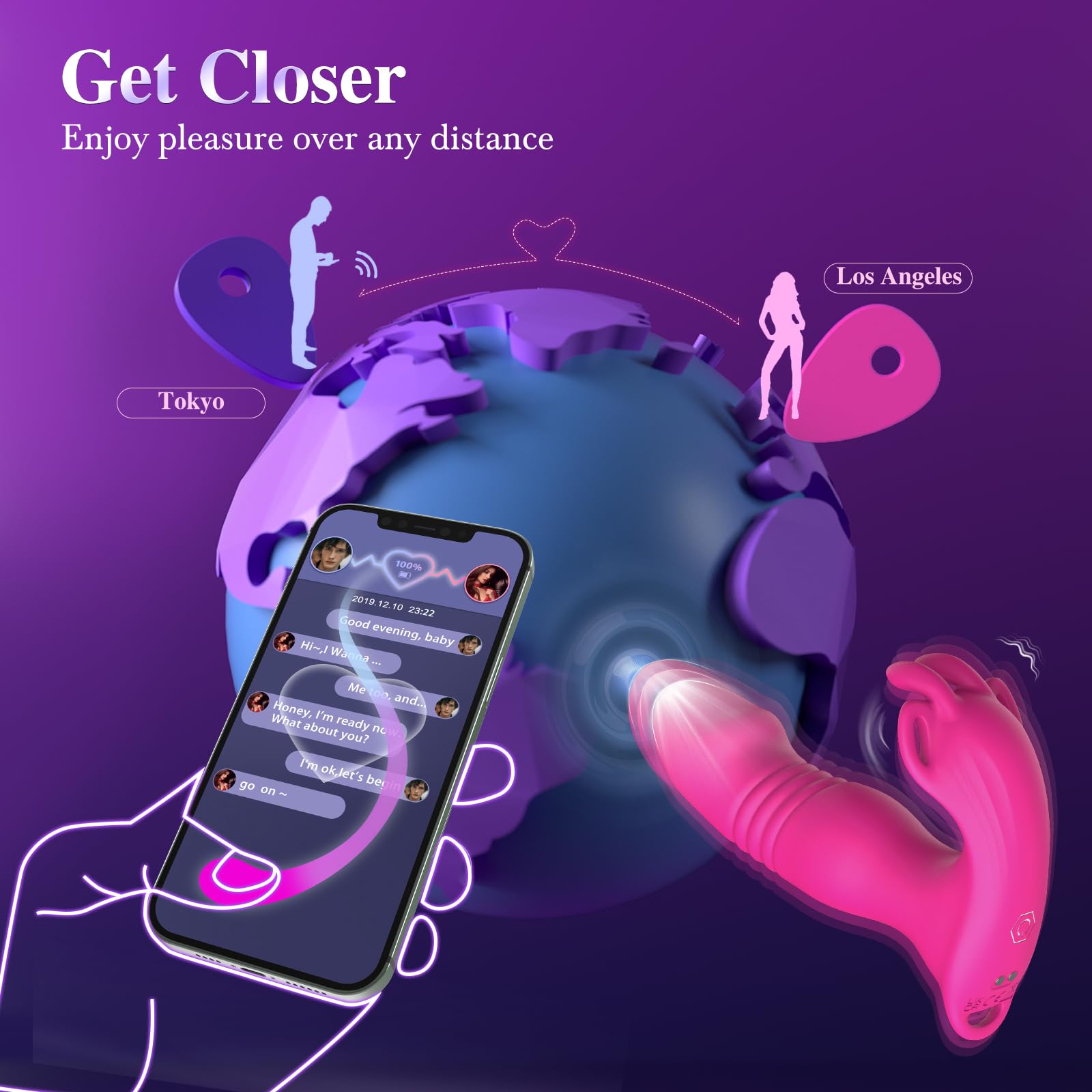 Wearable Vibrator for Women Sex Toys - 3IN1 App Remote Control Vibrator Wearable, Adult Toys with 9 Bunny Vibrators & 9 Thrusting Dildos Vibrater Sex Toy: S1-ROSE RED