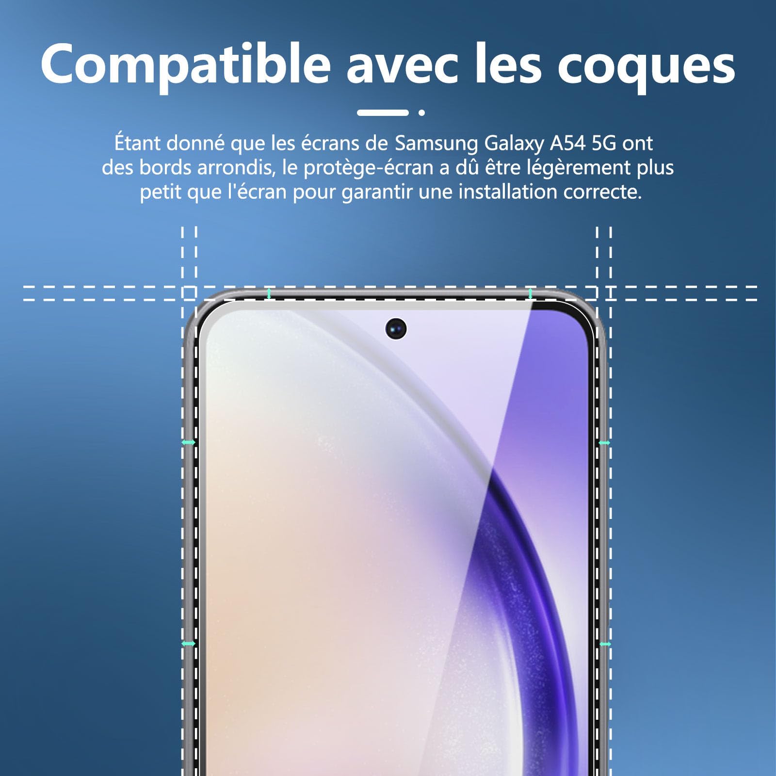 NEW'C Lot de 3, Verre Trempé pour Samsung Galaxy A54 5G, Film Protection écran efficace contre les Rayures - sans Bulles - Ultra Résistant (0,33mm HD Ultra Transparent) Dureté 9H Glass