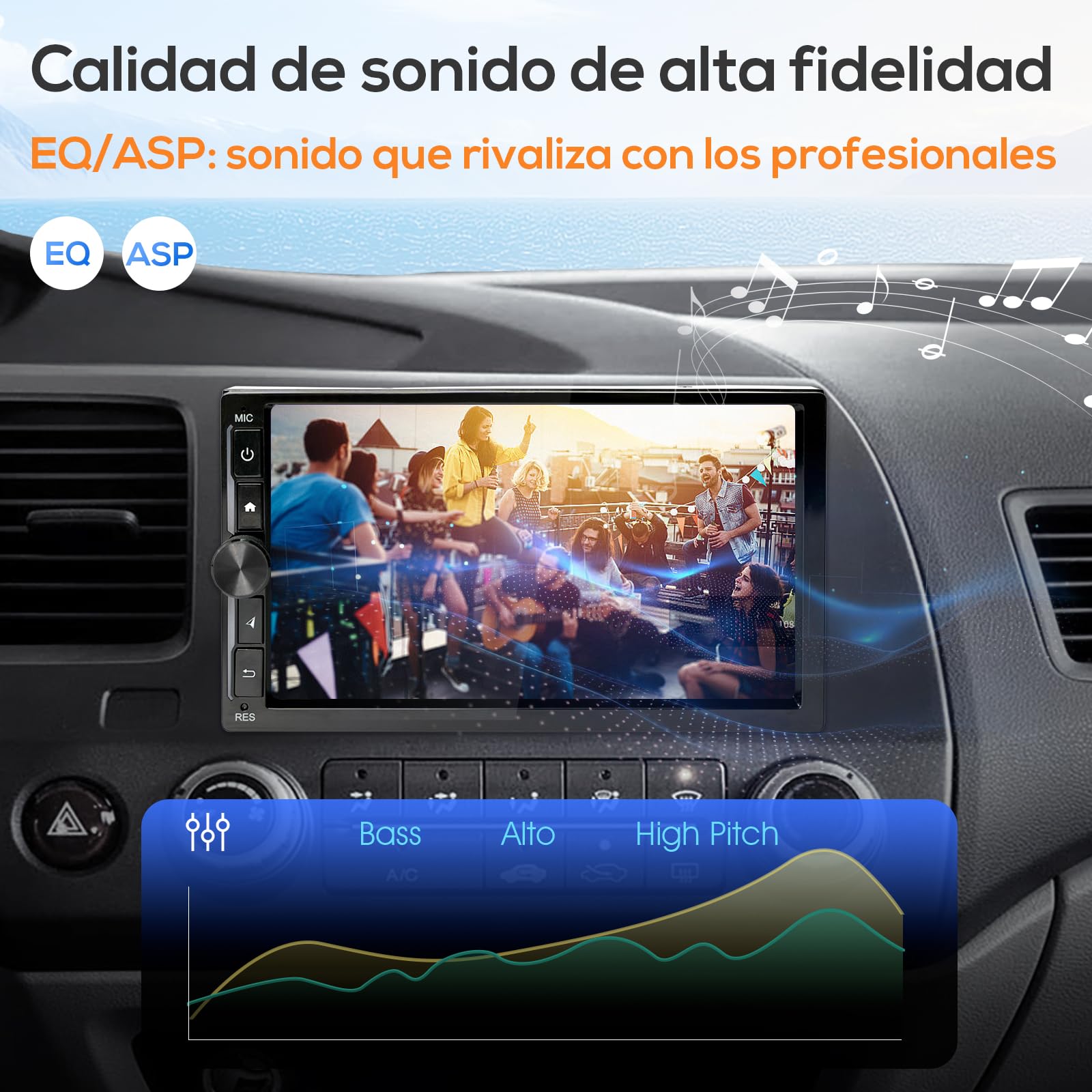Haudio Radio Coche 2 DIN con Carplay y Android Auto Inalámbrico - Pantalla Táctil de 7 Pulgadas, Bluetooth, Mirror Link, Navegación GPS, Control por Voz, Cámara de Respaldo, FM/Am/AUX