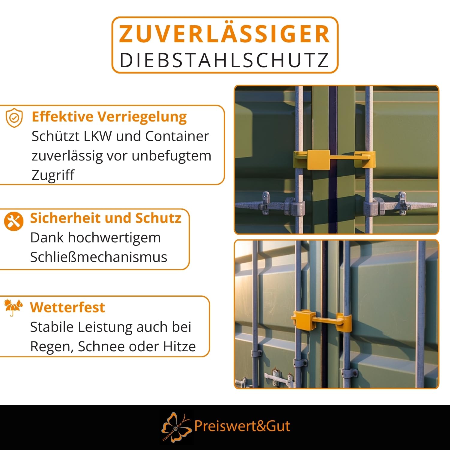 2 STK Containerschloss ausziehbar 23 bis 42 cm gehärteter Stahl LKW