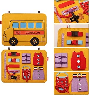 Tabuleiro ocupado para criança, brinquedos Montessori Tabuleiro de habilidades básicas para crianças Vestido de aprendizagem, Tábua de aprendizagem de vestir Tabuleiro ocupado Vida infantil Brinquedos