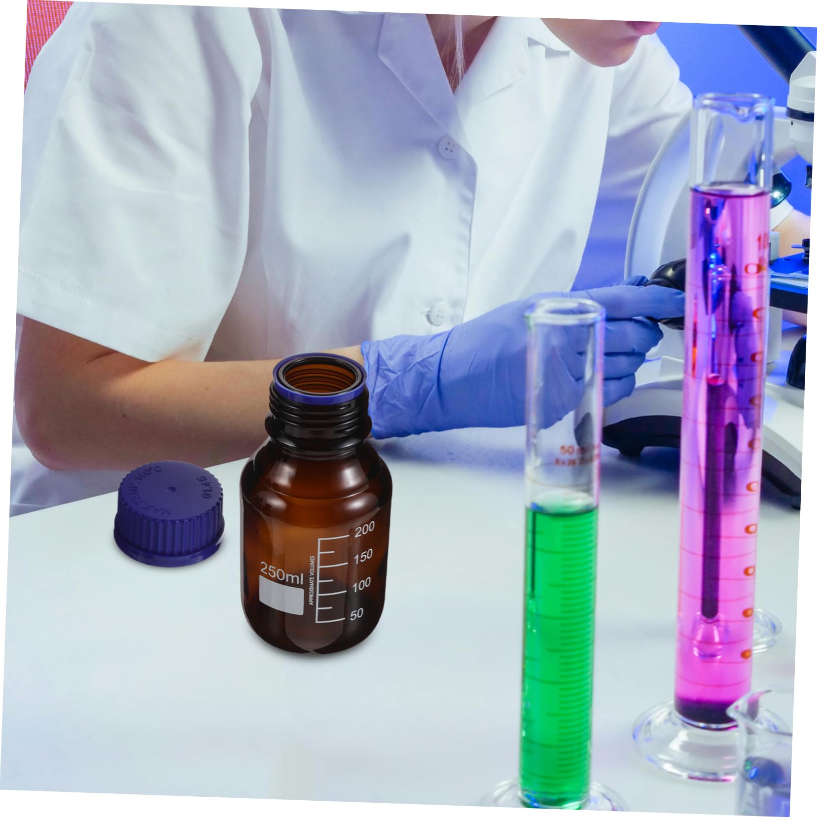 PRETYZOOM 3pezzi Bottiglia Reagenti in Vetro Piccola Bottiglia Per Conservazione Liquidi Contenitore Da Laboratorio Con Tappo Sigillato e Graduazioni Chiare
