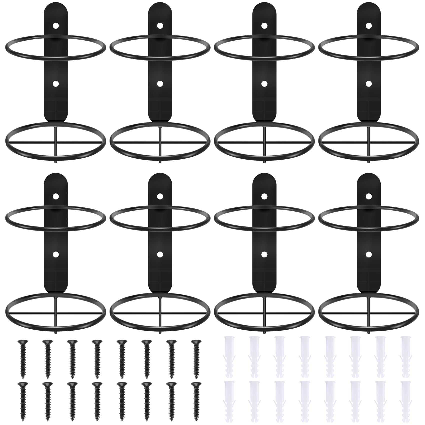 NISHZHU 8 estantes de vino montados en la pared, estante de vino individual, moderno soporte de pared de metal para botellas de vino tinto con tornillos (negro)