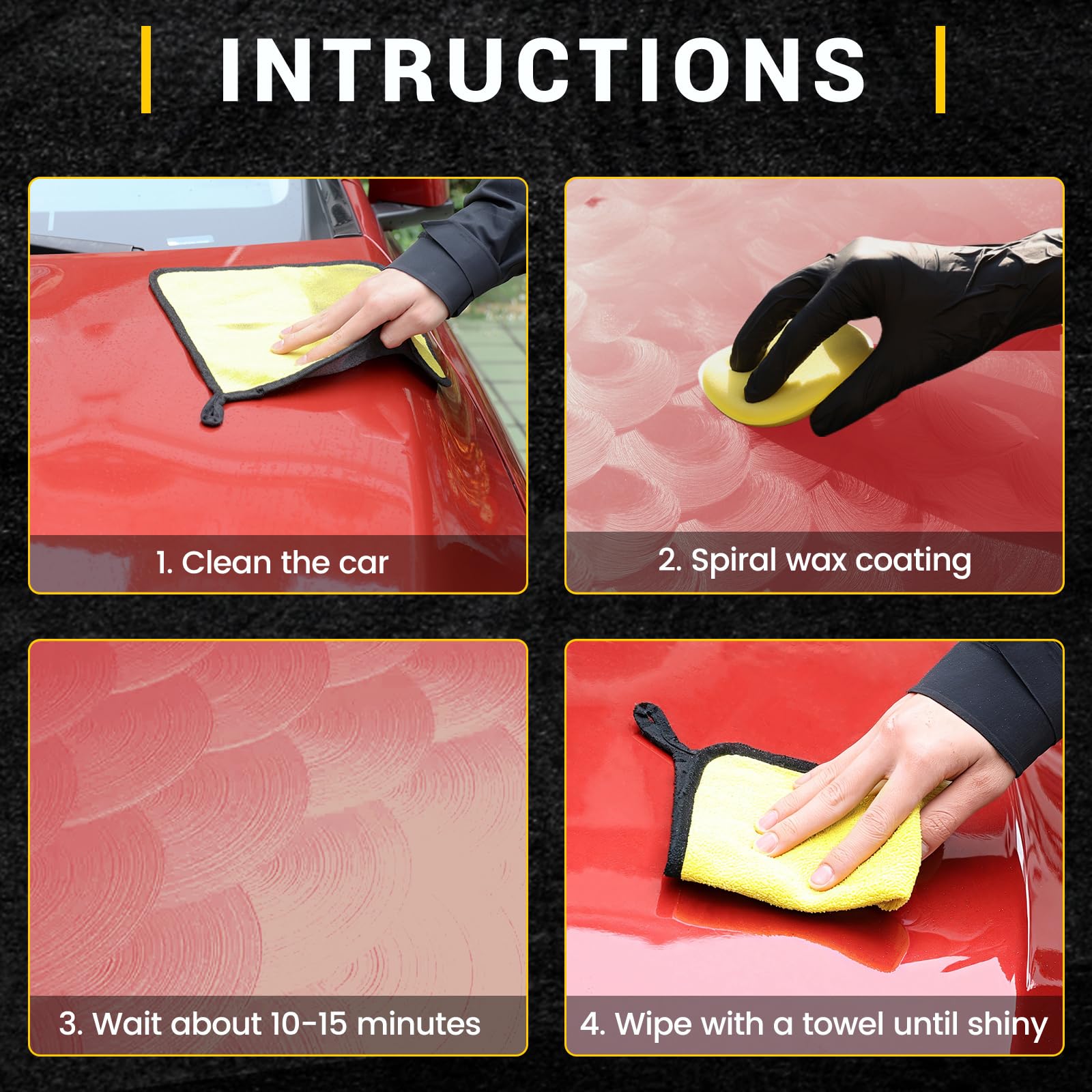 Kit de cera roja para coche, revestimiento universal de PVC nano-nivel, reparación de arañazos y alto brillo, fórmula de protección de pintura duradera, mejora la apariencia y el brillo