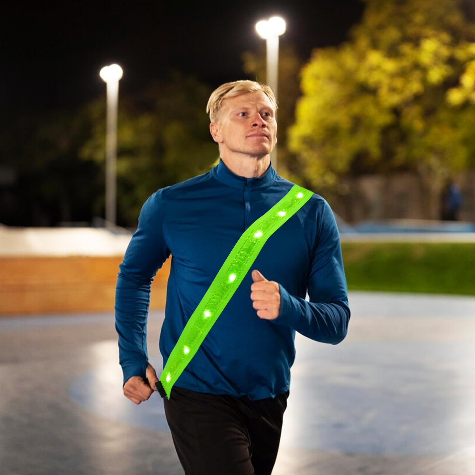 TOYANDONA Tirantes Cruzados Luminosos Luz LED Tren de rodaje Reflectante Corriendo Brazalete LED Correa de Hombro LED para Correr Equipo Nocturno Nylon Green