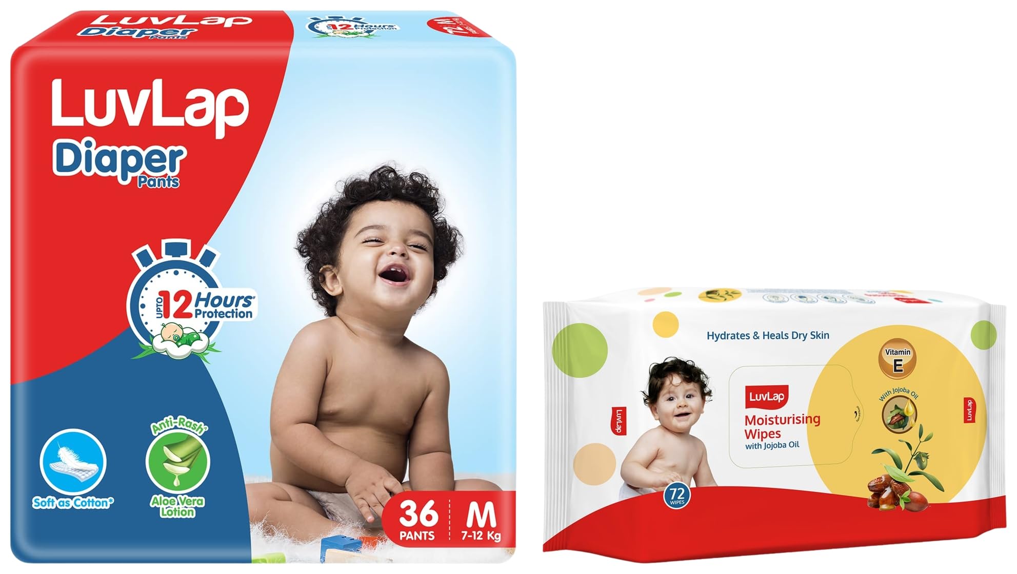 LuvLap Medium Diapers and Wipes Pack of 1