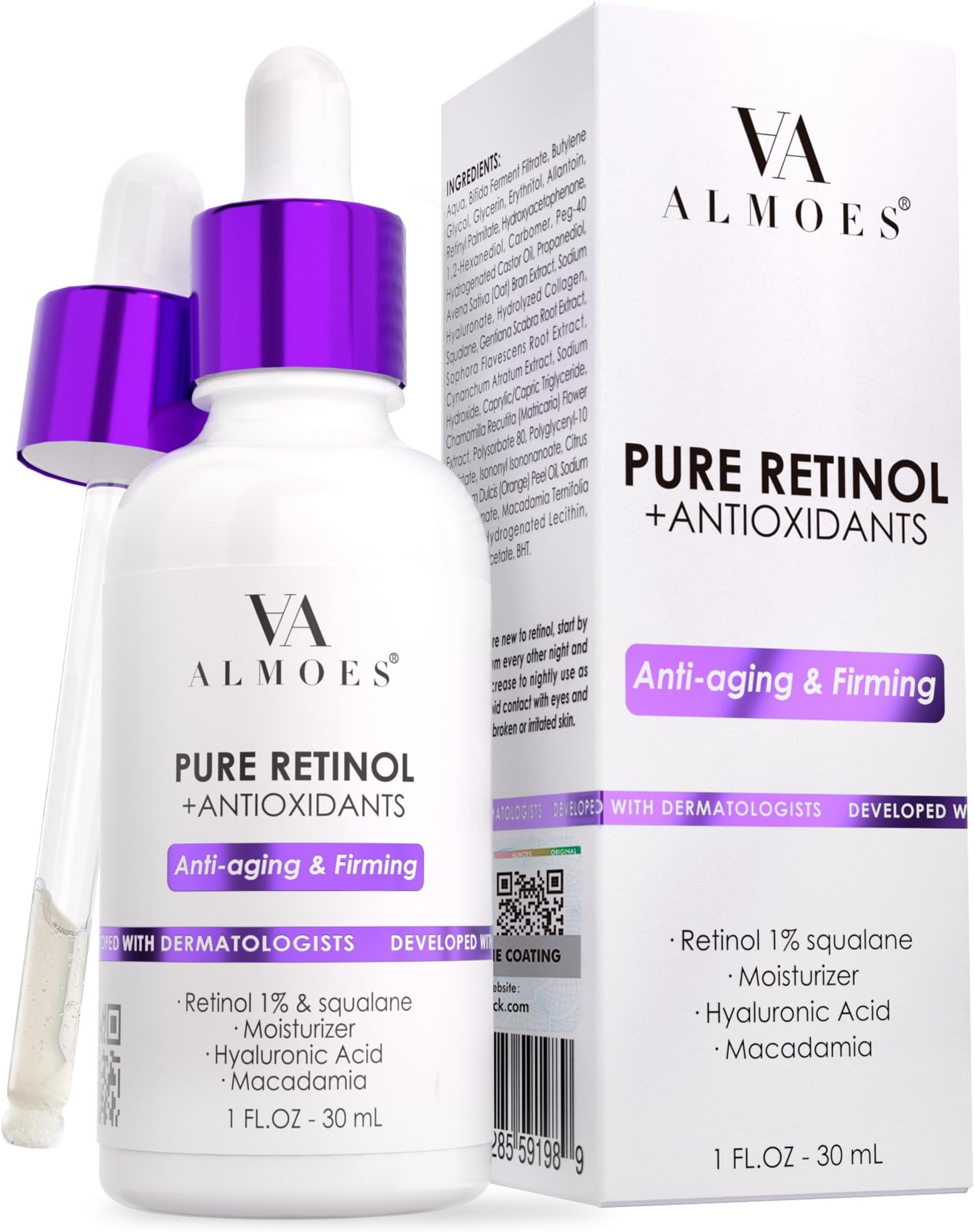ALMOES Retinol Serum for Face,Moisturising Serum for Face with Macadamia,Firm...