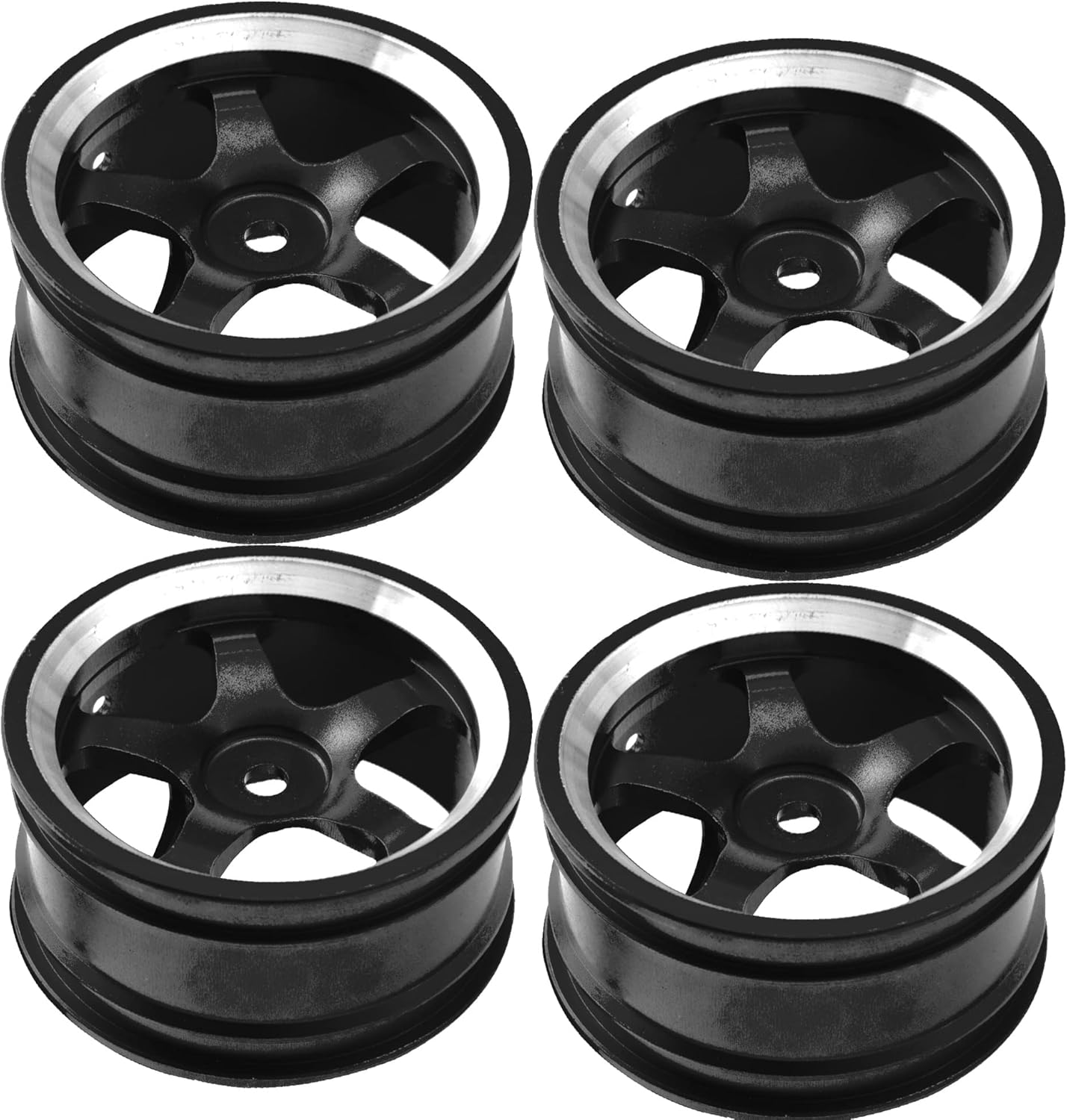 4Pcs Vgoohobby Metal Wheel Rims 12mm Hex Hub 5-Spoke Width 26mm Compatible with 1/10 Tamiya Kyosho HSP HPI Traxxas RedCat Sakura 1/10 On-Road Racing Touring RC Drift Car (Black)