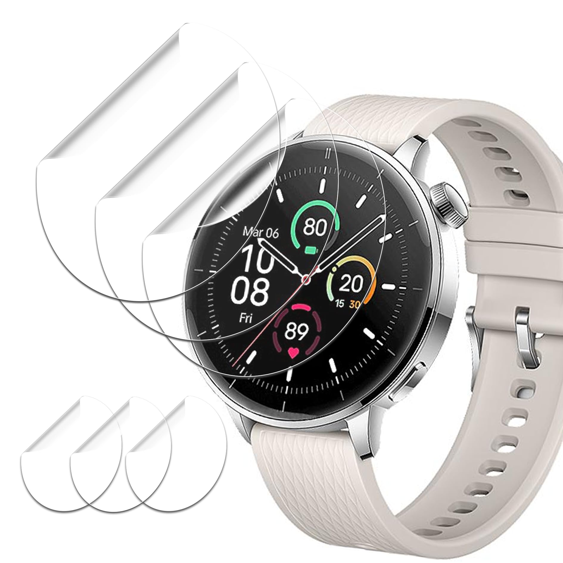 QWFORQW [6 Pack Screen Protector for OnePlus Watch 3 43mm, Hydrogel Film [High Sensitivity, Not Glass, HD] OnePlus Watch 3 43mm Protector Film
