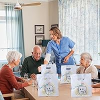 Vista 5 de Aliceset 300 bolsas de mercancía de dientes con asas, bolsas dentales de plástico para pacientes, regalos dentales a granel para consulta dental