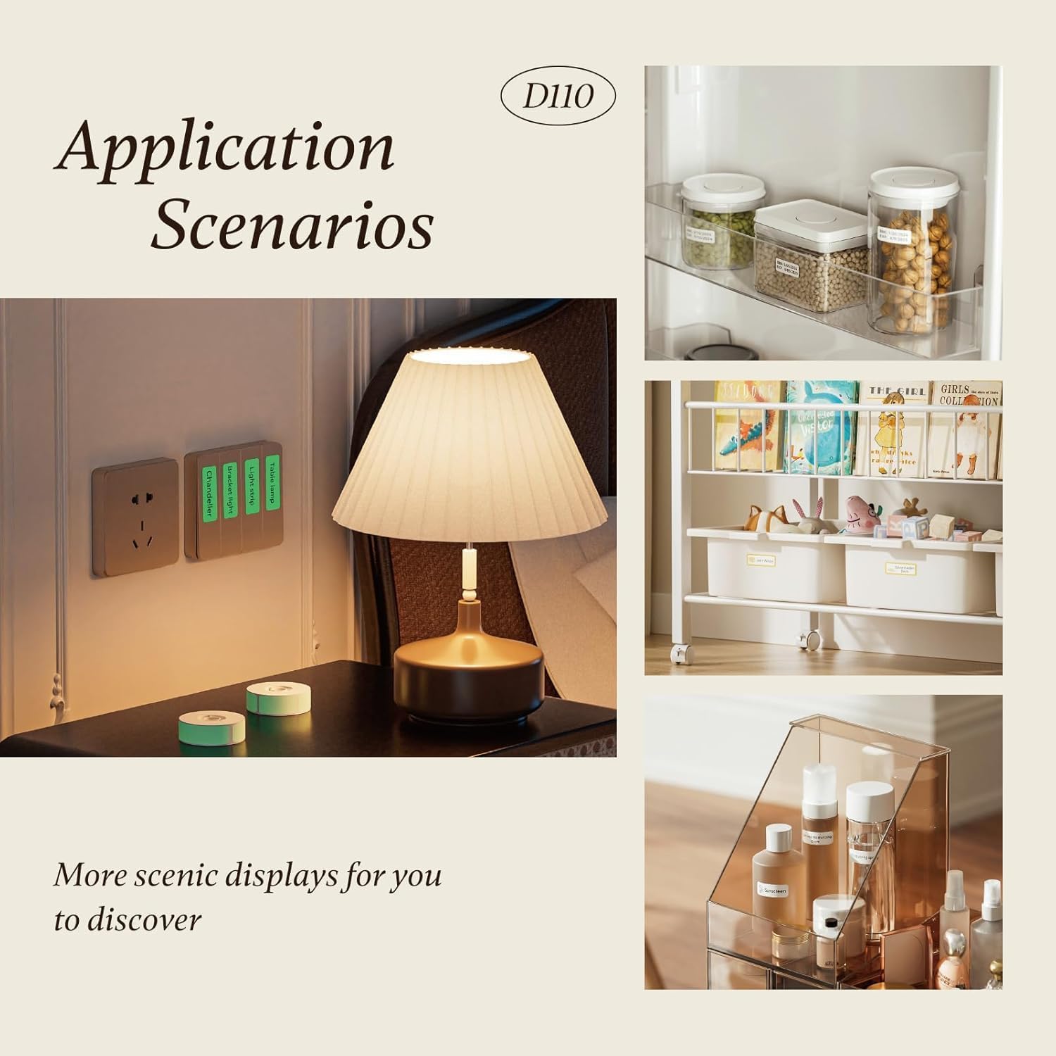 NIIMBOT D110 Mini Etichettatrice con 3 rotolo Etichette, Stampante di Etichette Bluetooth, App Versatile con 60+ Caratteri e Oltre 1000+ icone, per Organizzare Casa, Cucina, Scuola e Ufficio