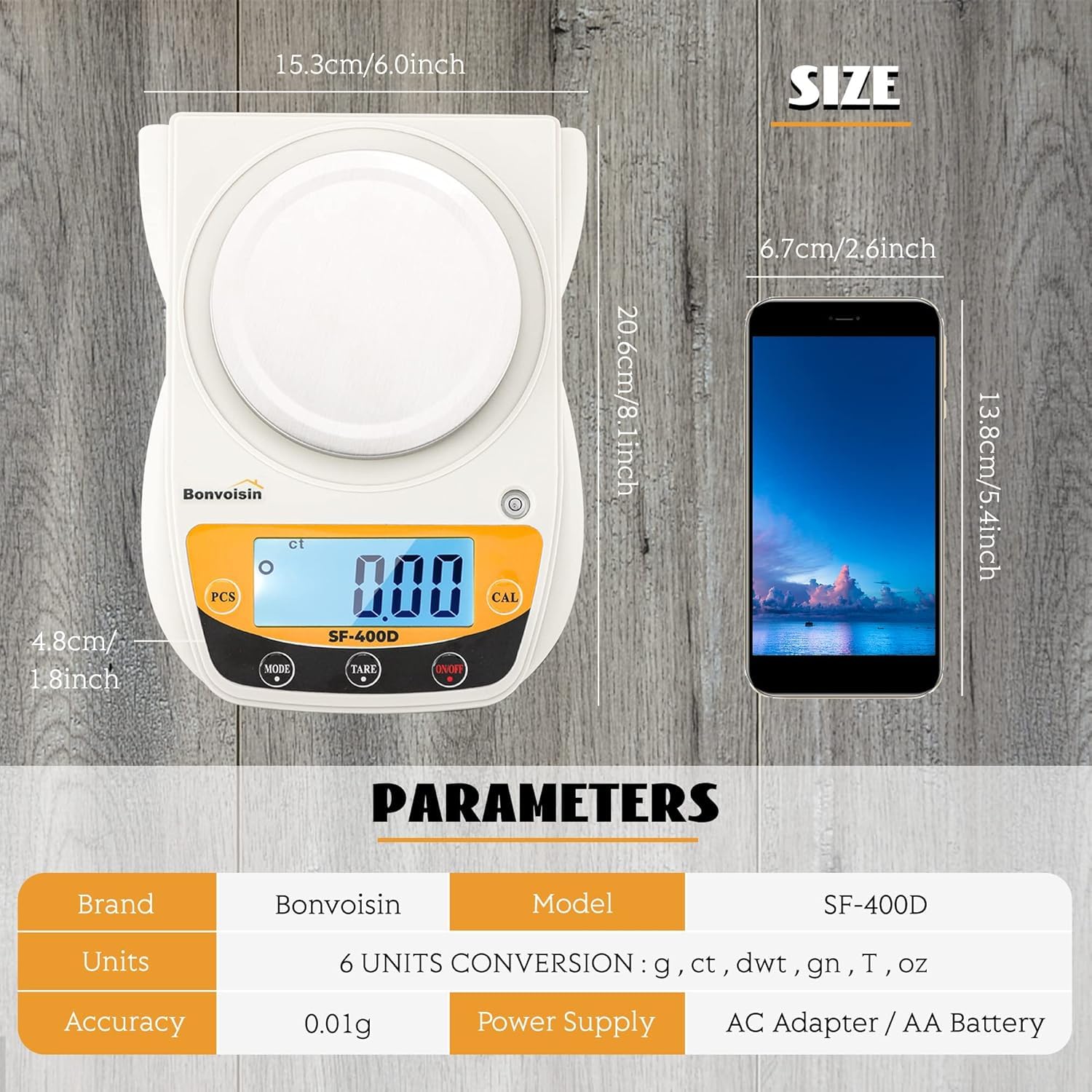Bonvoisin Bilancia da Laboratorio Digitale 600g x 0.01g, Bilancia Analitica di Precisione, Bilancia Gioielli Elettronica con Display LCD, Accuratezza 0.01g per Uso Scientifico